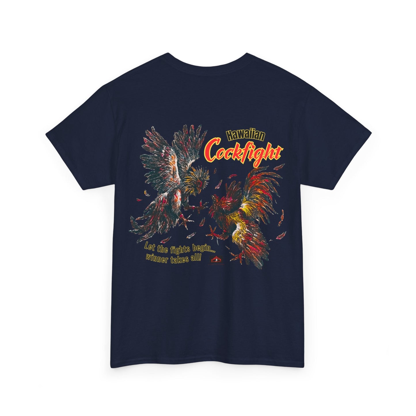 Hawaiian Strength Hawaiian Cockfight Vintage Design 90s New Print Unisex Heavy Cotton Tee
