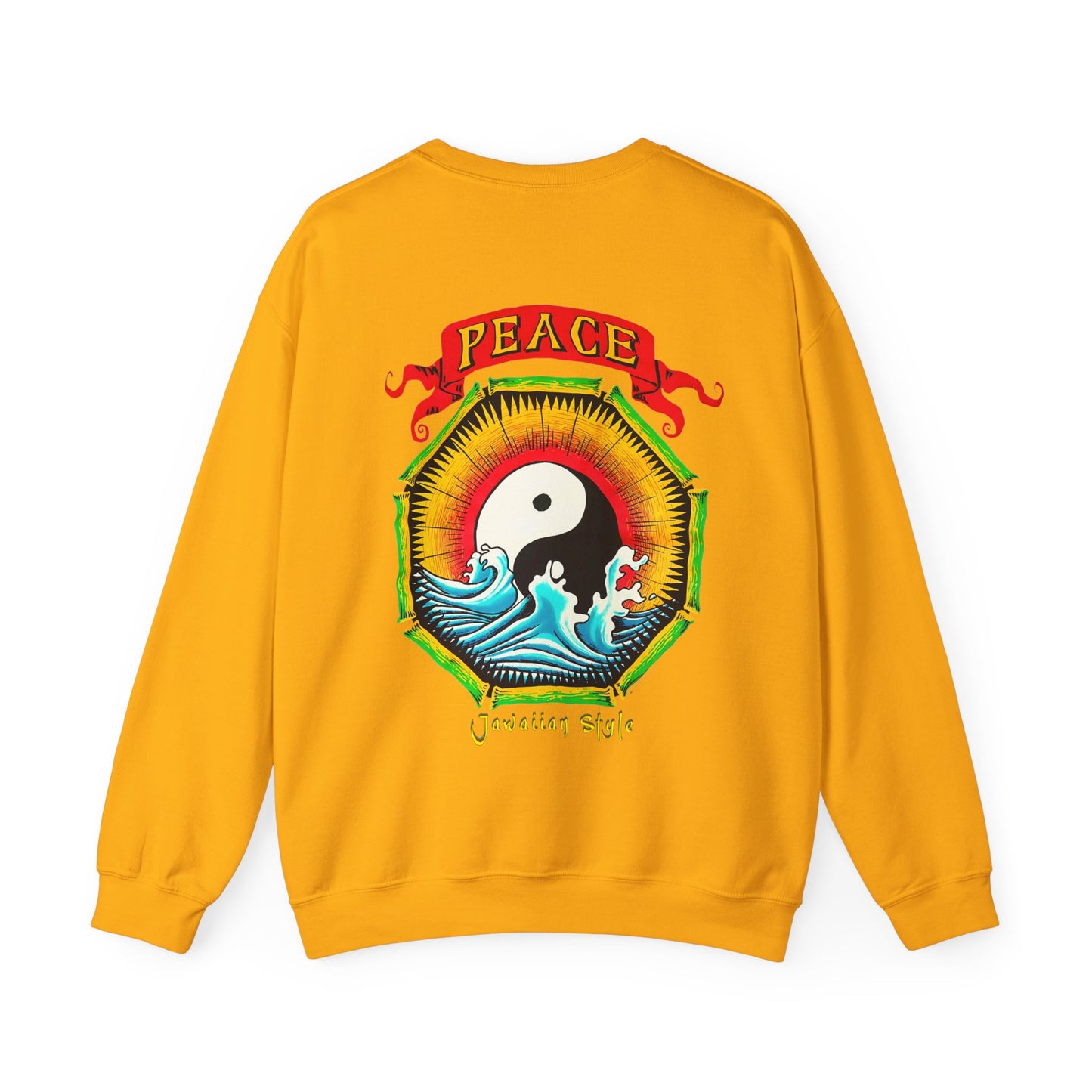 Jawaiian Strength Peace Jawaiian Style Vintage Design 90s New Print Unisex Heavy Blend™ Crewneck Sweatshirt