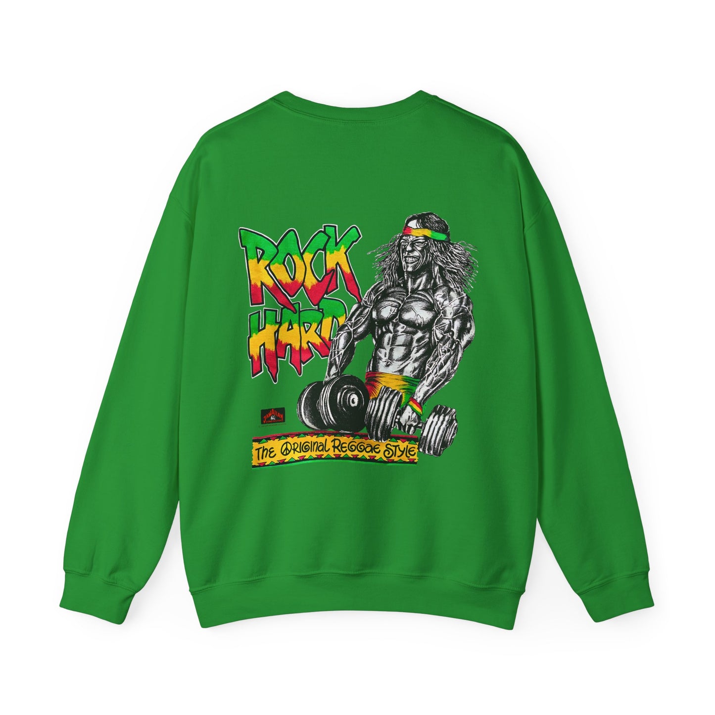 Jawaiian Strength Rock Hard The Original Reggae Style Vintage 90s Design New Print Unisex Heavy Blend™ Crewneck Sweatshirt