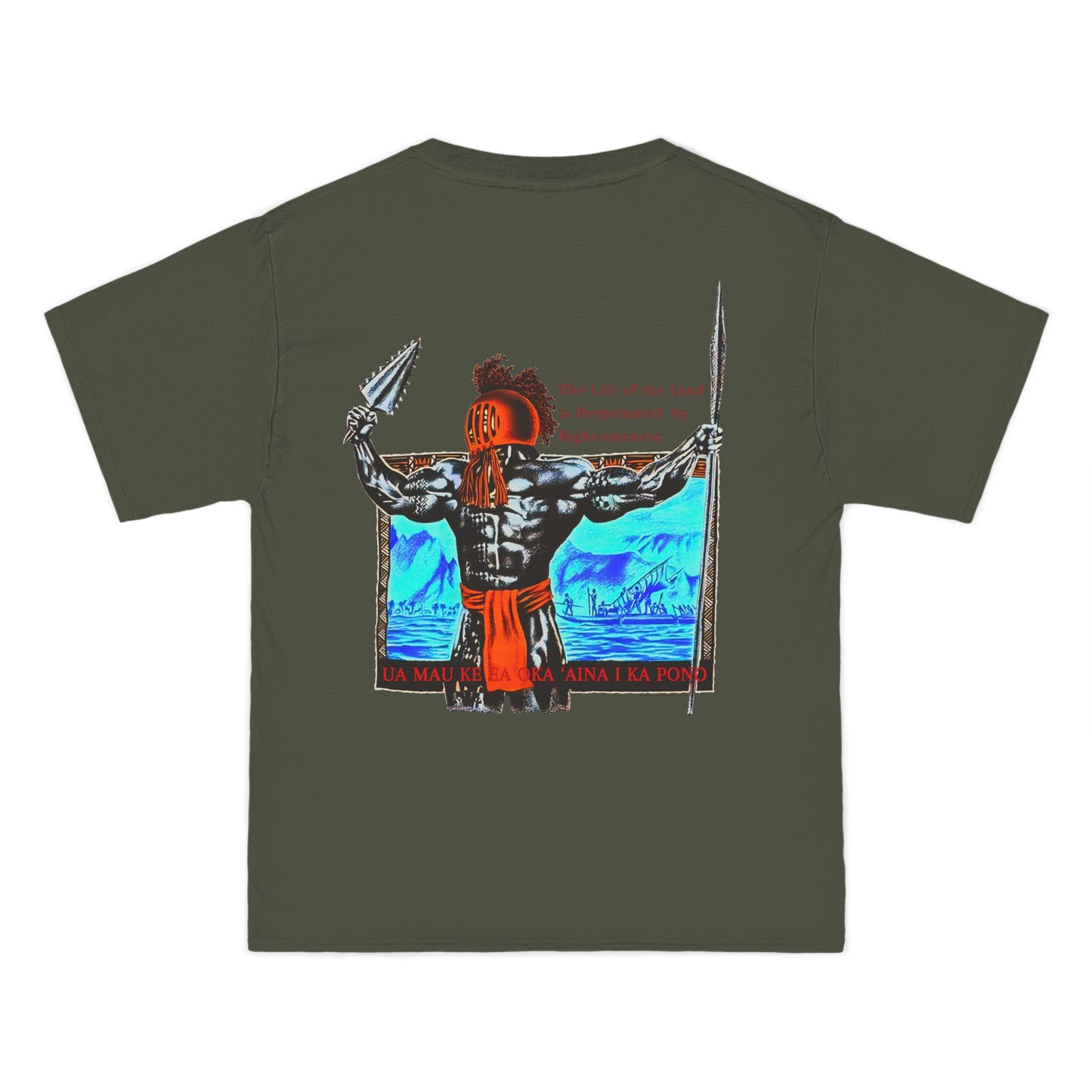 Hawaiian Strength The Life of the Land is Perpetuated by Righteousness Ua Mau Ke Ea Oka 'Aina I Ka Pono New Print Beefy-T® Short-Sleeve T-Shirt