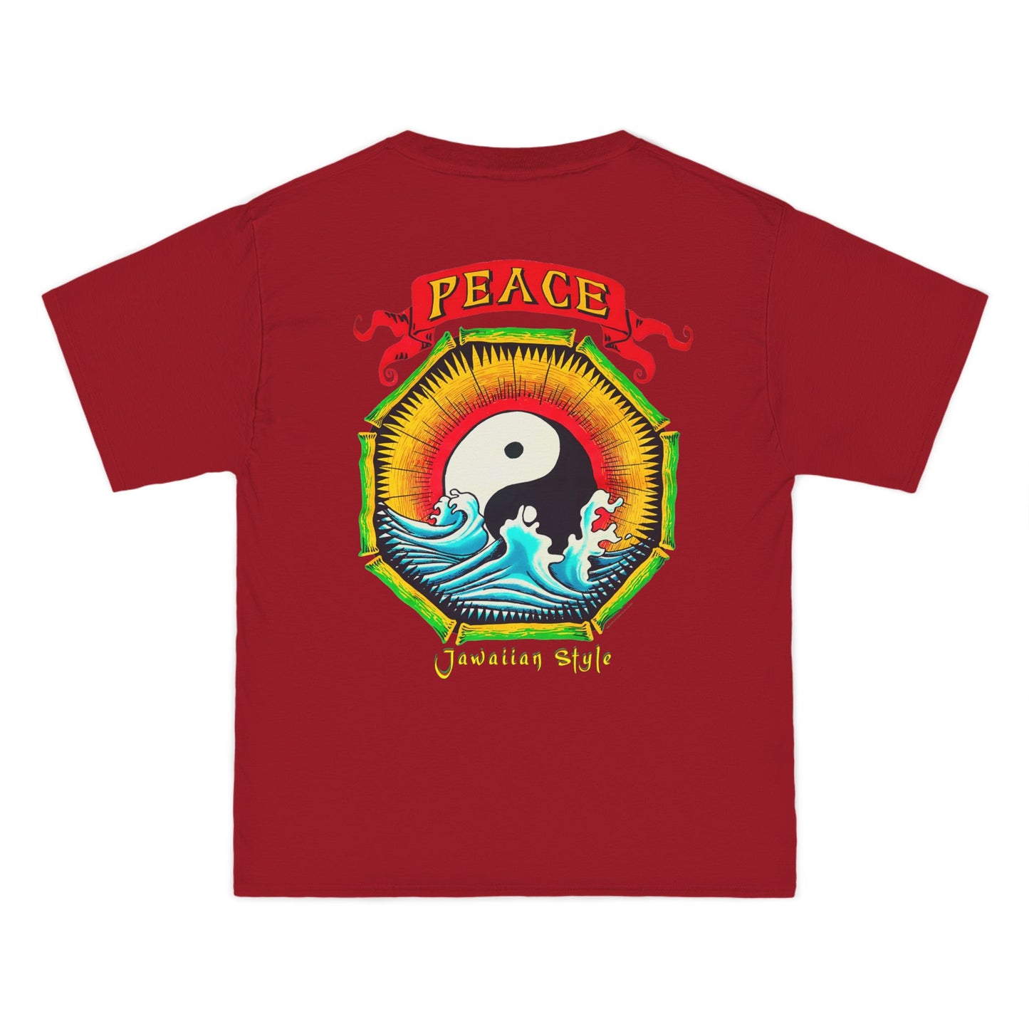 Jawaiian Strength Peace Jawaiian Style Vintage Design 90s New Print Beefy-T® Short-Sleeve T-Shirt