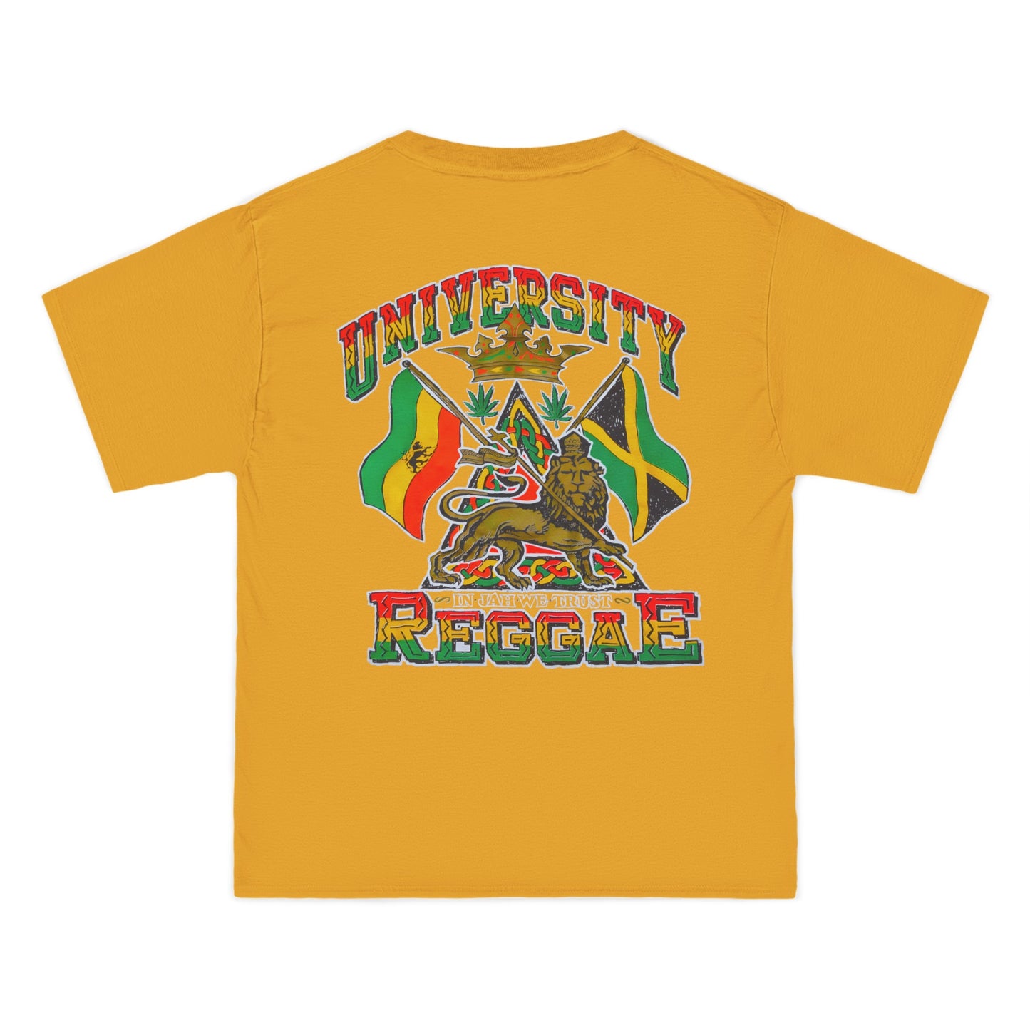 Jawaiian Strength University Reggae In Jah We Trust Vintage Design 90s New Print Beefy-T® Short-Sleeve T-Shirt