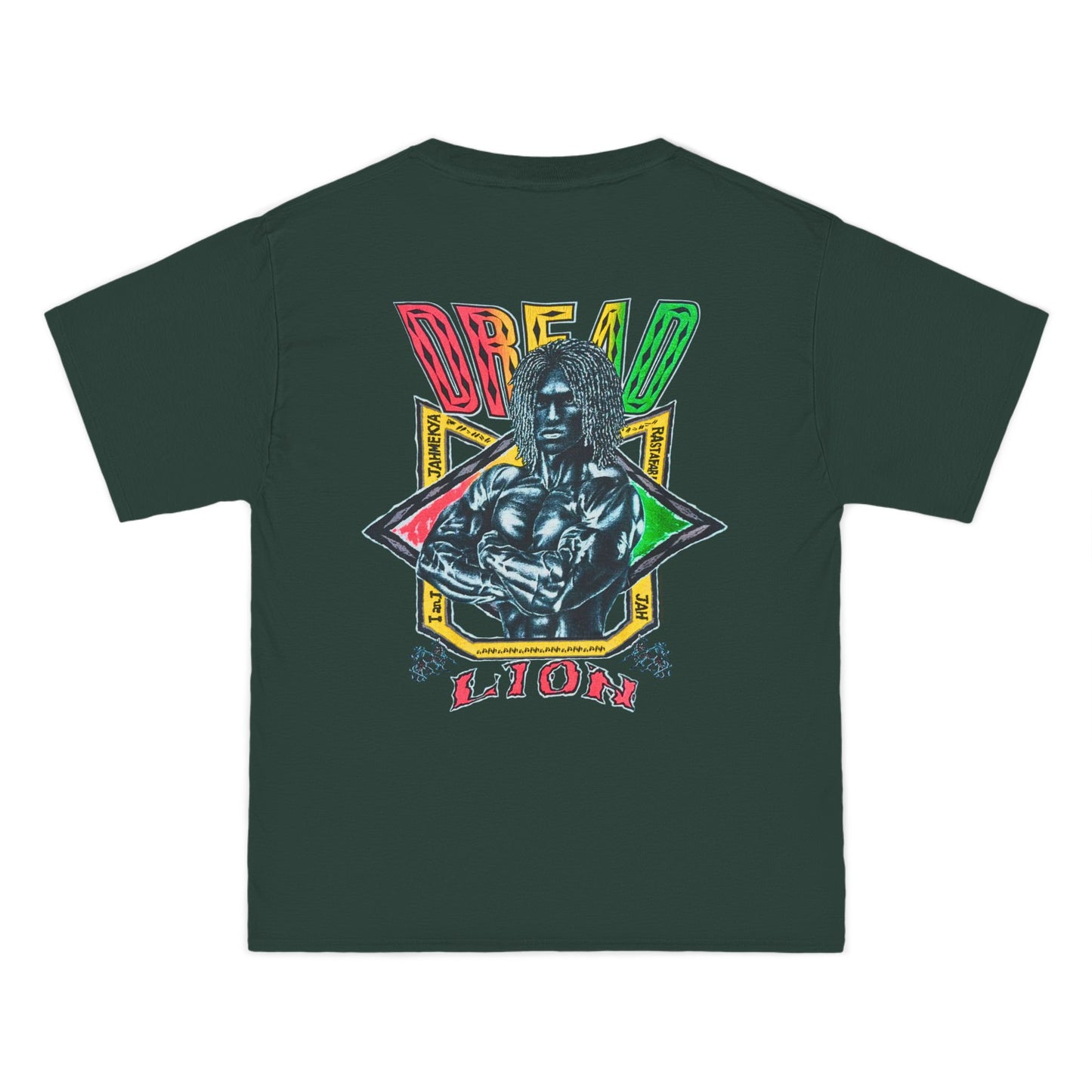 Jawaiian Strength Dread Lion Vintage 90s Design New Print Beefy-T® Short-Sleeve T-Shirt