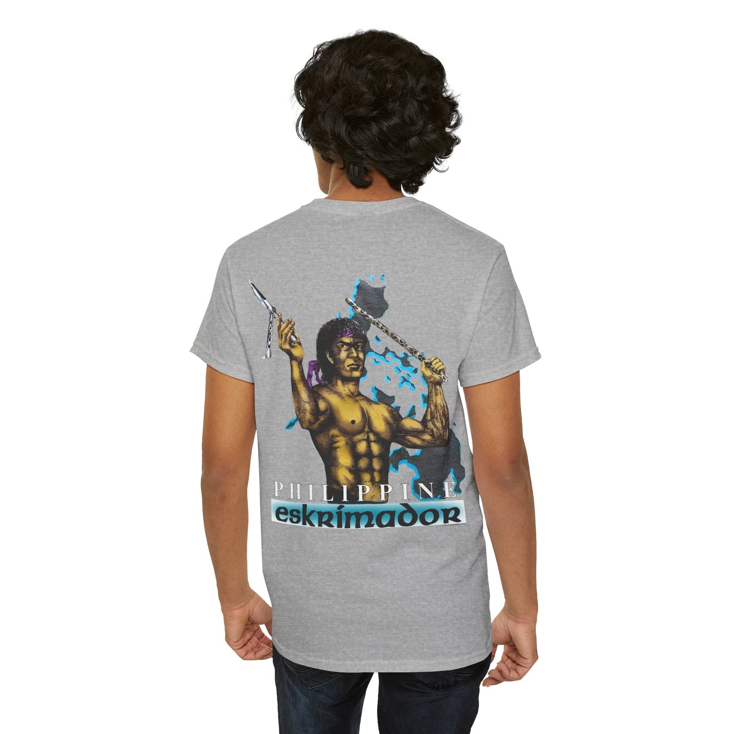 Filipino Strength Philippine Eskrimador Vintage Design 90s New Print Unisex Heavy Cotton Tee
