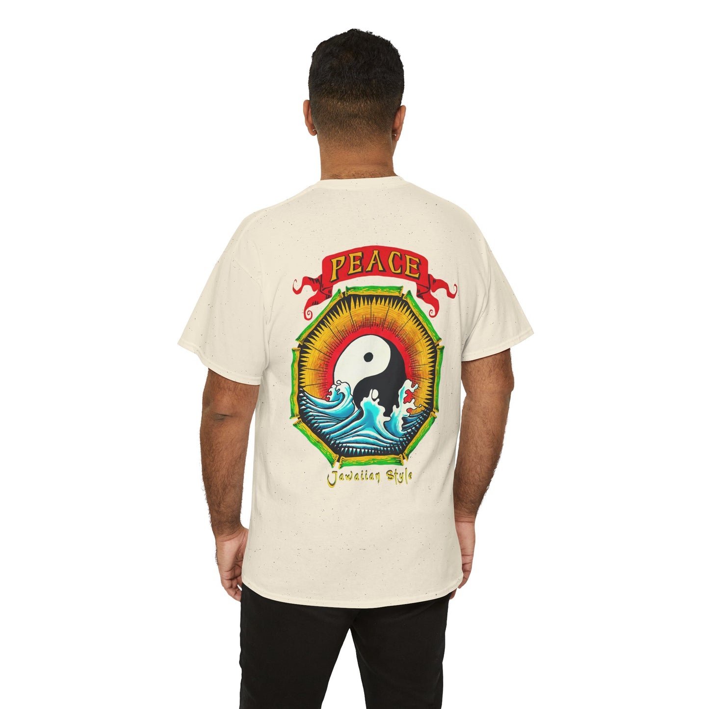 Jawaiian Strength Peace Jawaiian Style Vintage Design 90s New Print Unisex Heavy Cotton Tee