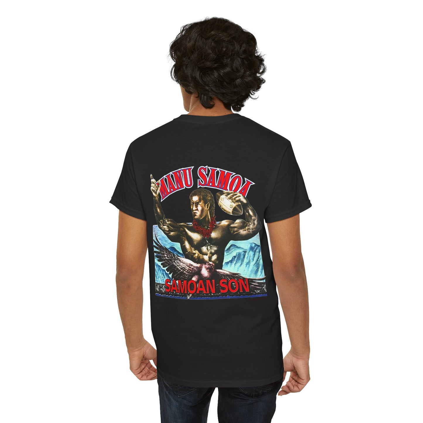 Samoan Strength Manu Samoa Samoan Son Vintage 90s Design New Print Unisex Heavy Cotton Tee
