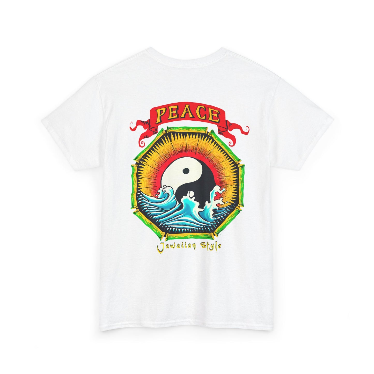 Jawaiian Strength Peace Jawaiian Style Vintage Design 90s New Print Unisex Heavy Cotton Tee