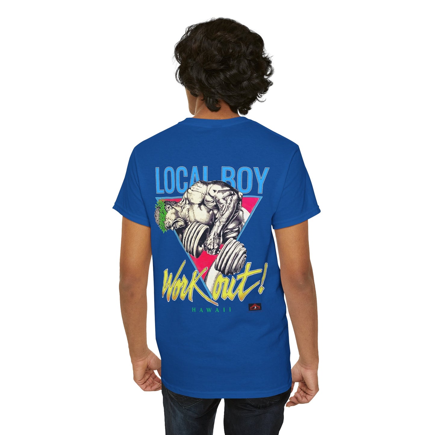 Hawaiian Strength Local Boy Work Out Hawaii Vintage 90s Design New Print Unisex Heavy Cotton Tee