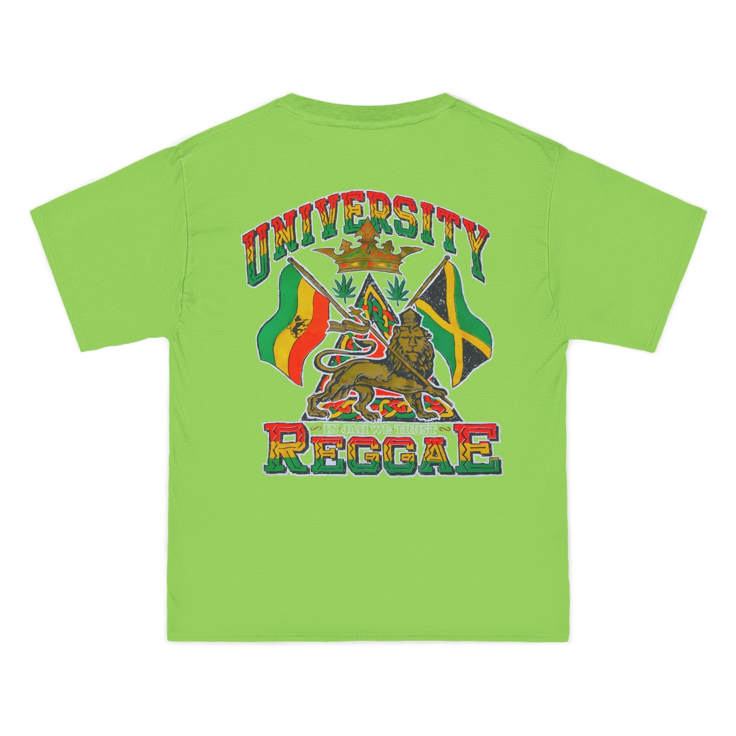Jawaiian Strength University Reggae In Jah We Trust Vintage Design 90s New Print Beefy-T® Short-Sleeve T-Shirt