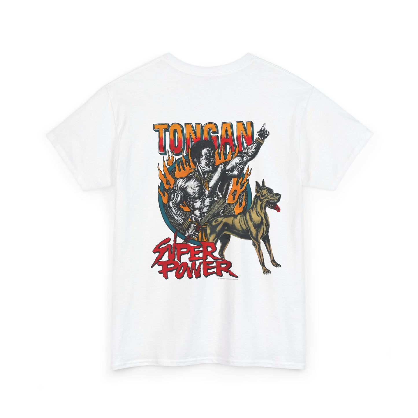 Local Strength Tongan Super Power Vintage 90s Design New Print Unisex Heavy Cotton Tee