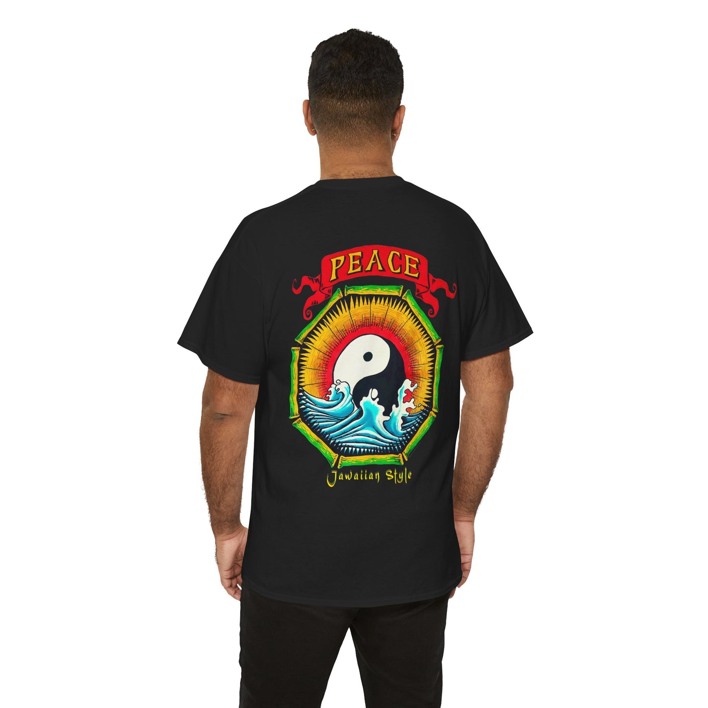 Jawaiian Strength Peace Jawaiian Style Vintage Design 90s New Print Unisex Heavy Cotton Tee