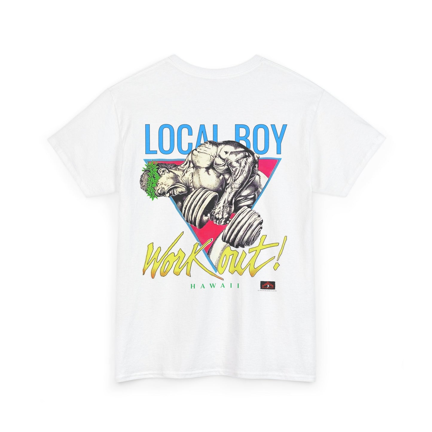 Hawaiian Strength Local Boy Work Out Hawaii Vintage 90s Design New Print Unisex Heavy Cotton Tee