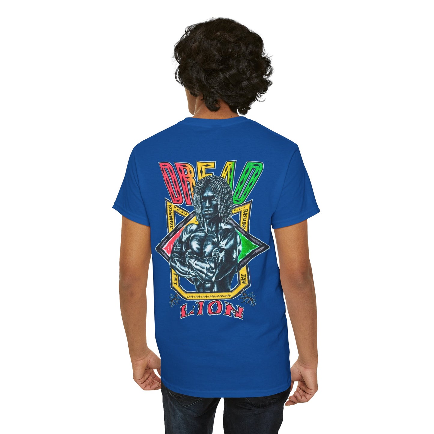 Jawaiian Strength Dread Lion Vintage 90s Design New Print Unisex Heavy Cotton Tee