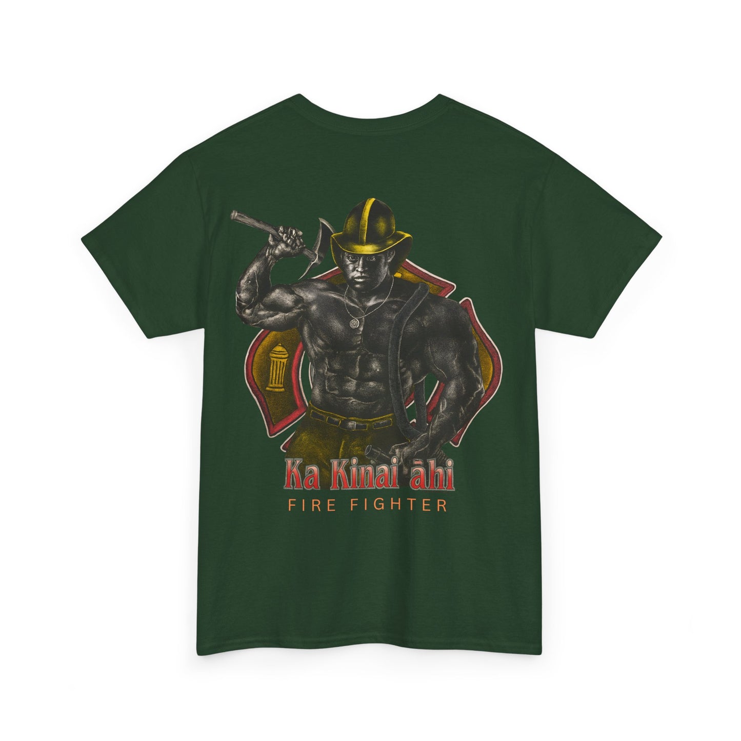 Hawaiian Strength Fire Fighter Ka Kainai ahi Vintage Design 90s New Print Unisex Heavy Cotton Tee