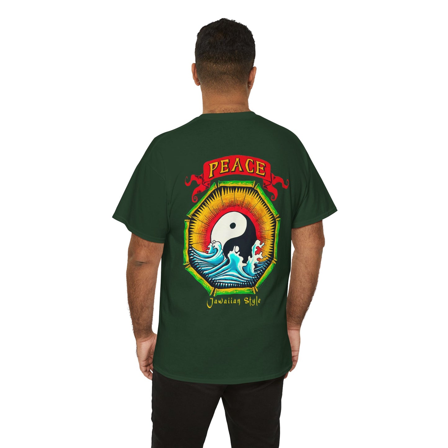 Jawaiian Strength Peace Jawaiian Style Vintage Design 90s New Print Unisex Heavy Cotton Tee