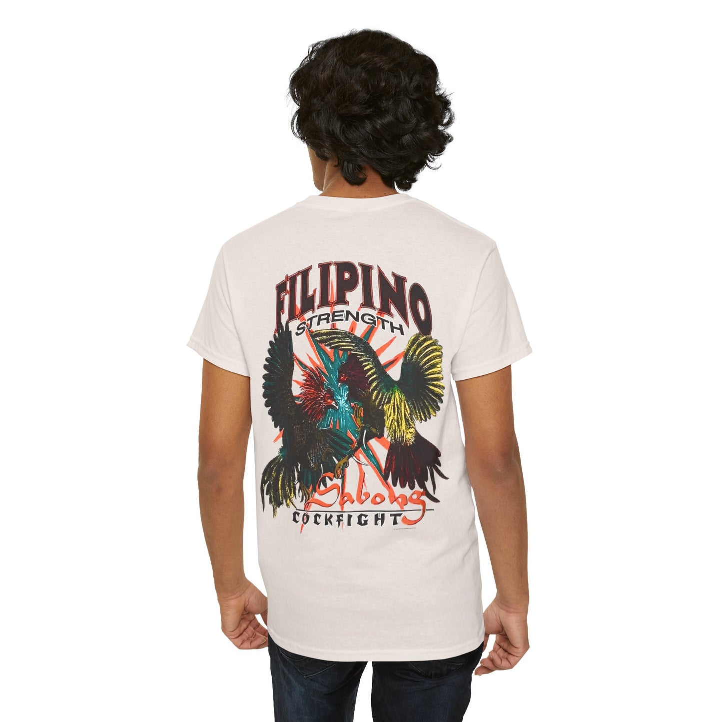 Filipino Strength Sabong Cockfight Vintage Design 90s New Print T-shirt Unisex Heavy Cotton Tee