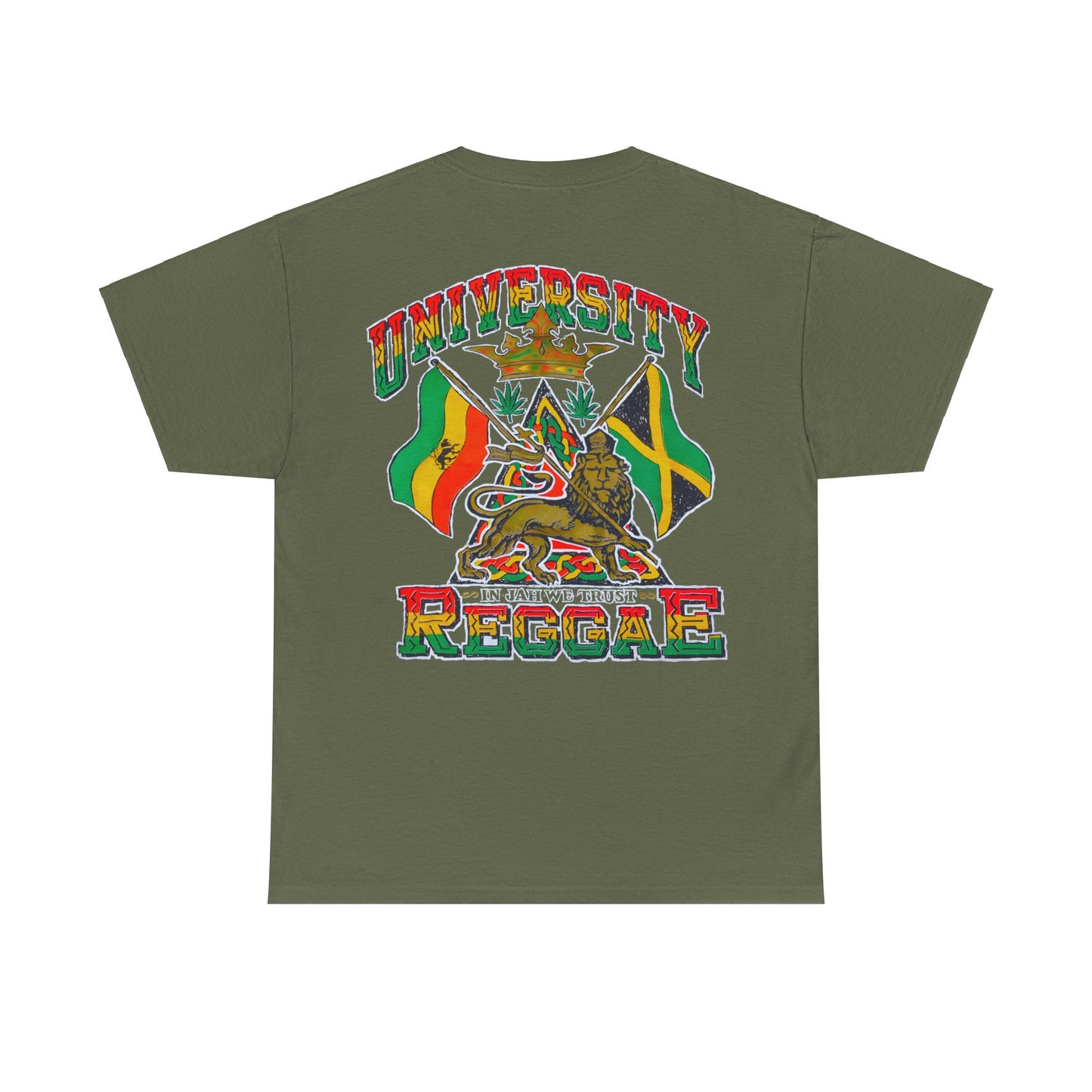 Jawaiian Strength University Reggae In Jah We Trust Vintage Design 90s New Print Unisex Heavy Cotton Tee