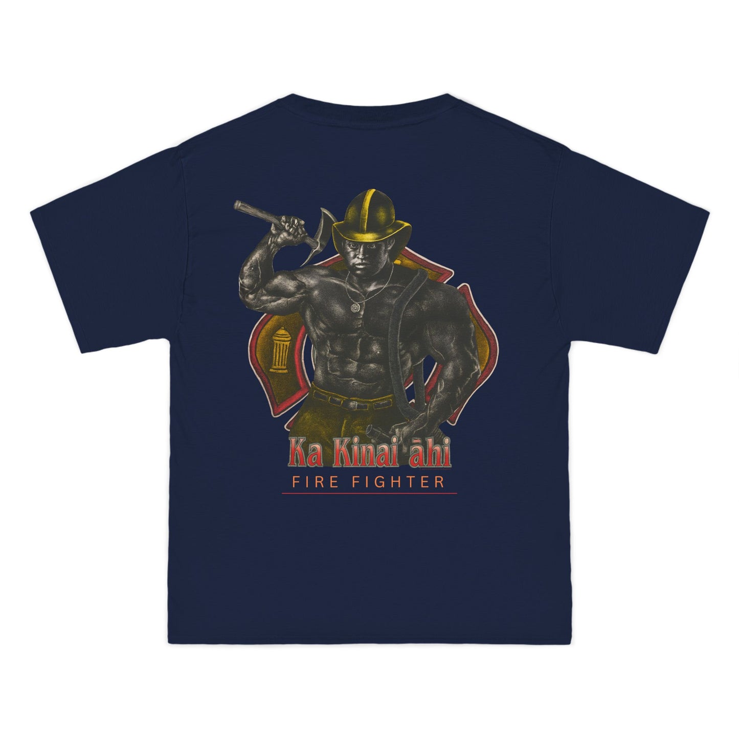 Hawaiian Strength Fire Fighter Ka Kainai ahi Vintage Design 90s New Print Beefy-T®  Short-Sleeve T-Shirt