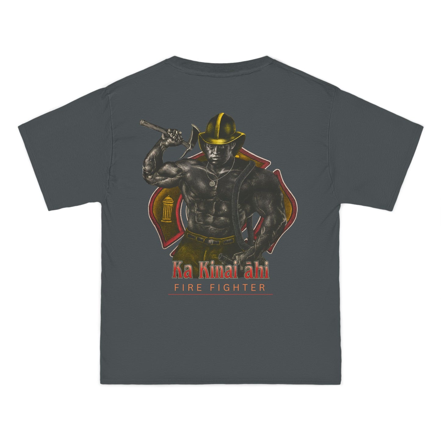 Hawaiian Strength Fire Fighter Ka Kainai ahi Vintage Design 90s New Print Beefy-T®  Short-Sleeve T-Shirt