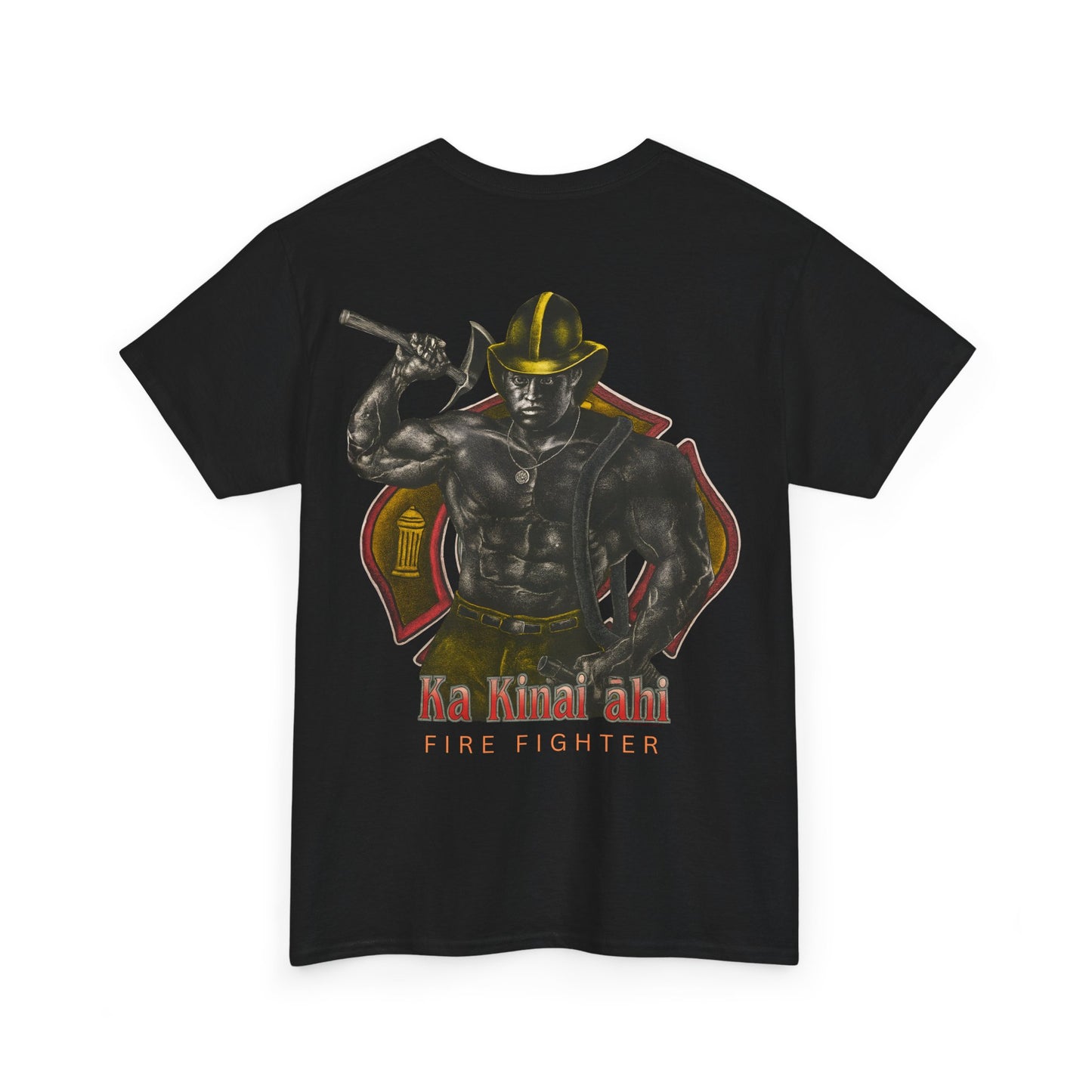 Hawaiian Strength Fire Fighter Ka Kainai ahi Vintage Design 90s New Print Unisex Heavy Cotton Tee