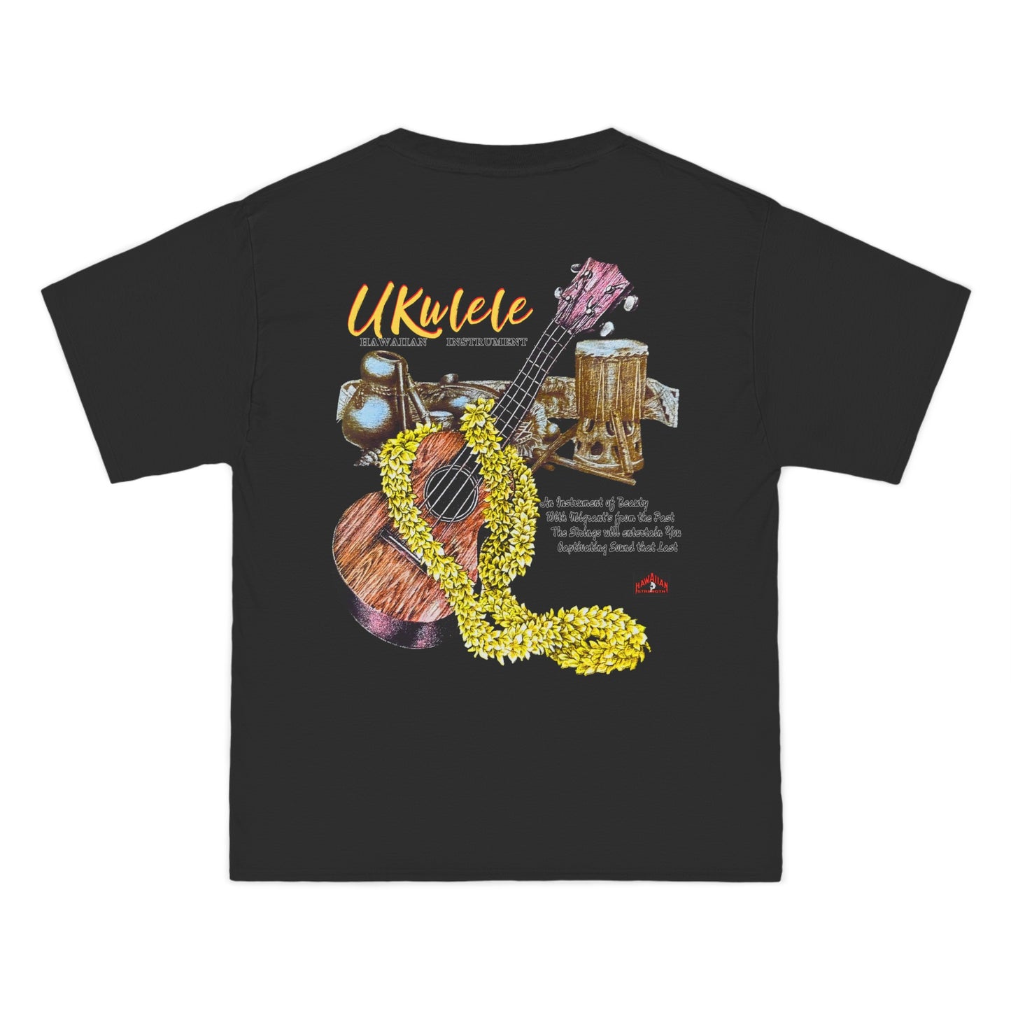 Hawaiian Strength Ukulele Hawaiian Instrument Vintage Design 90s New Print Beefy-T®  Short-Sleeve T-Shirt