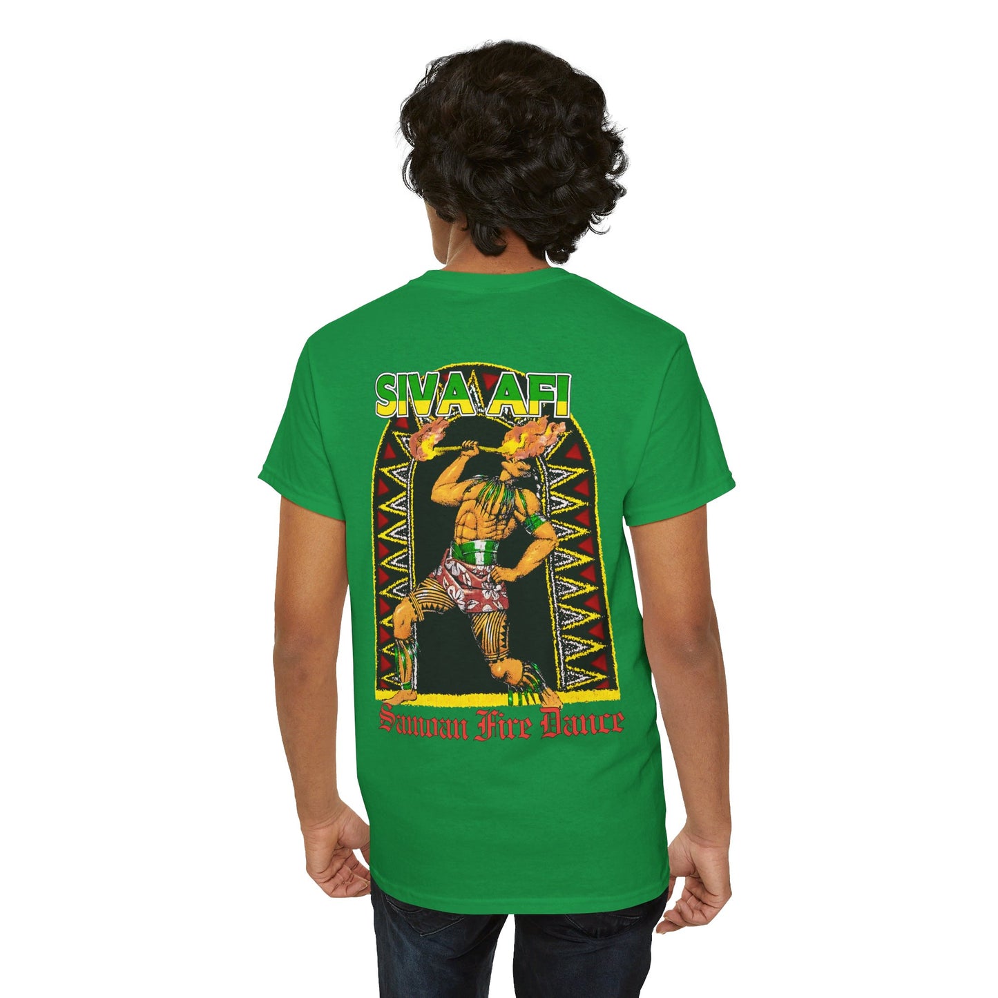 Samoan Strength Siva Afi Samoan Fire Dance Vintage Design 90s New Print Unisex Heavy Cotton Tee