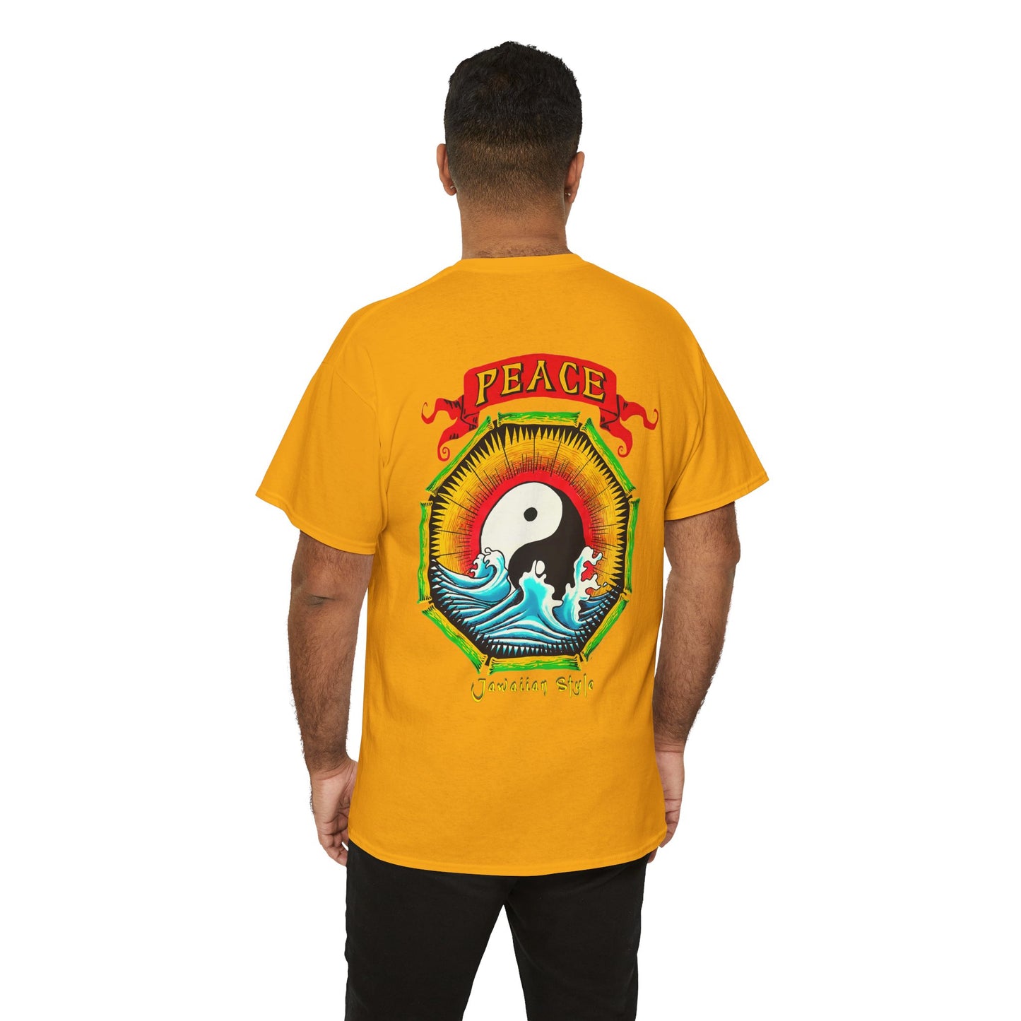 Jawaiian Strength Peace Jawaiian Style Vintage Design 90s New Print Unisex Heavy Cotton Tee