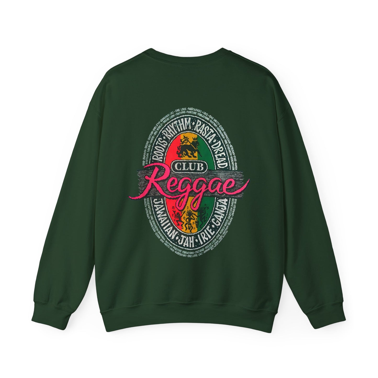 Jawaiian Strength Reggae Club Roots Rhythm Rasta Dread Jawaiian Jah Irie Ganja Vintage Design 90s New Print Unisex Heavy Blend™ Crewneck Sweatshirt