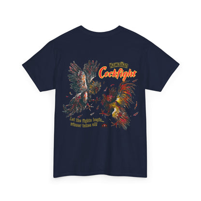 Hawaiian Strength Hawaiian Cockfight Vintage Design 90s New Print Unisex Heavy Cotton Tee