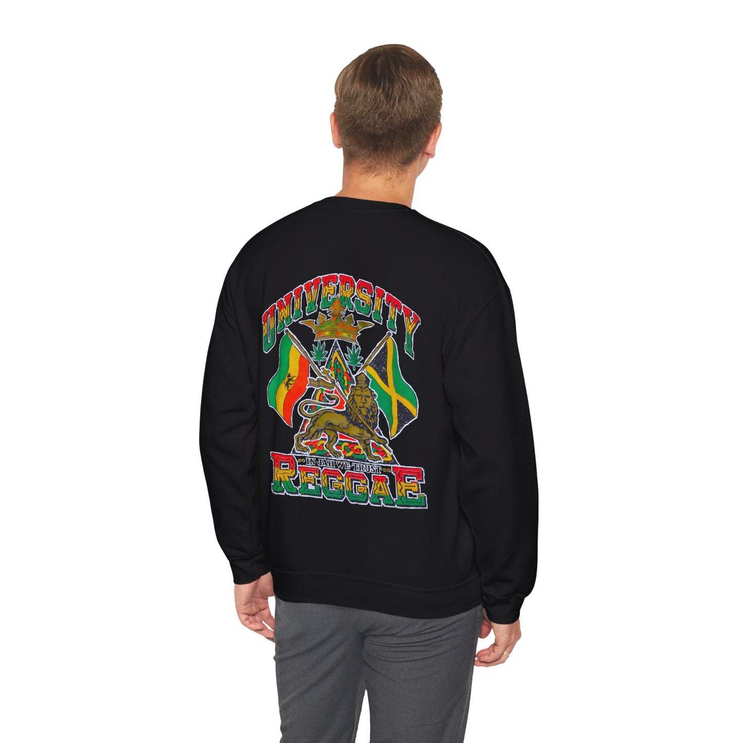 Jawaiian Strength University Reggae In Jah We Trust Vintage Design 90s New Print Unisex Heavy Blend™ Crewneck Sweatshirt