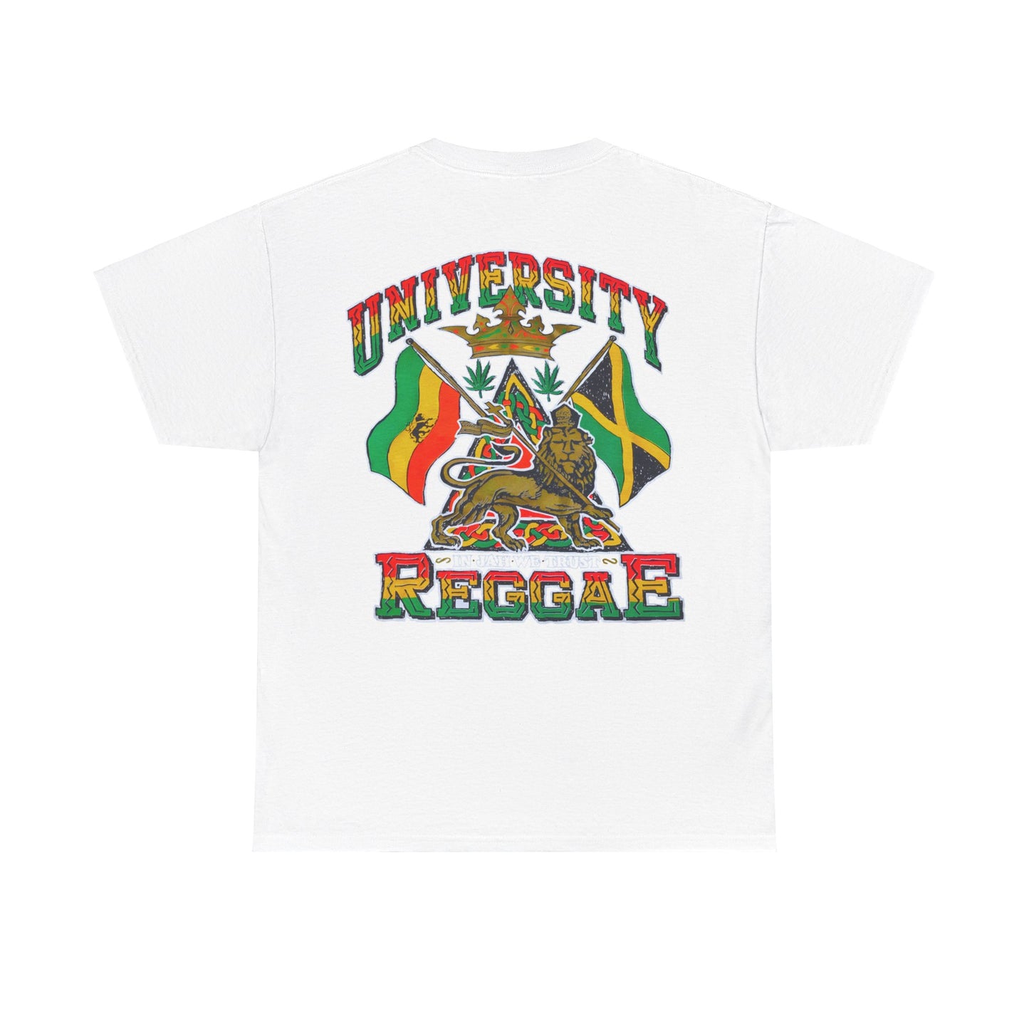 Jawaiian Strength University Reggae In Jah We Trust Vintage Design 90s New Print Unisex Heavy Cotton Tee