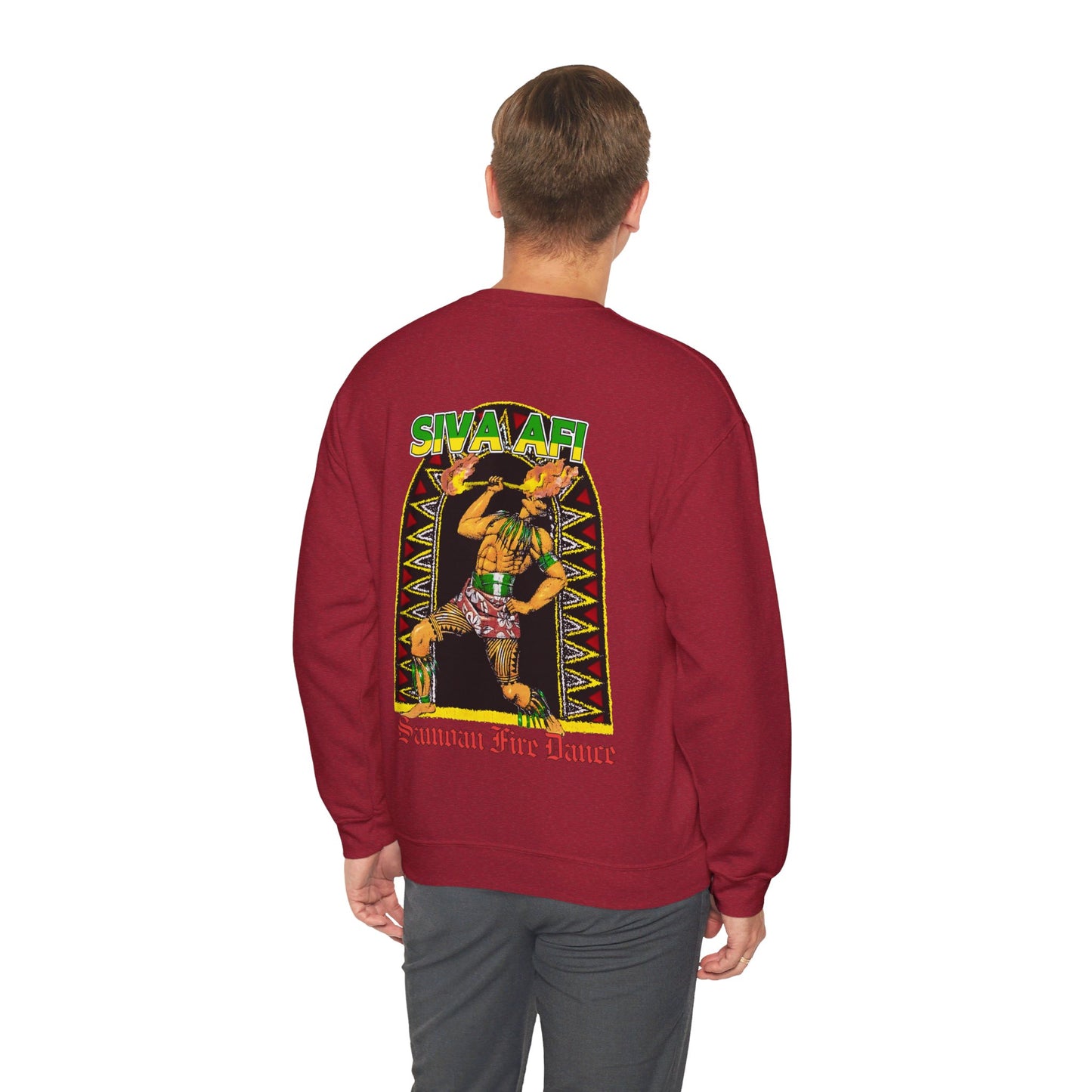 Samoan Strength Siva Afi Samoan Fire Dance Vintage Design 90s New Print Unisex Heavy Blend™ Crewneck Sweatshirt