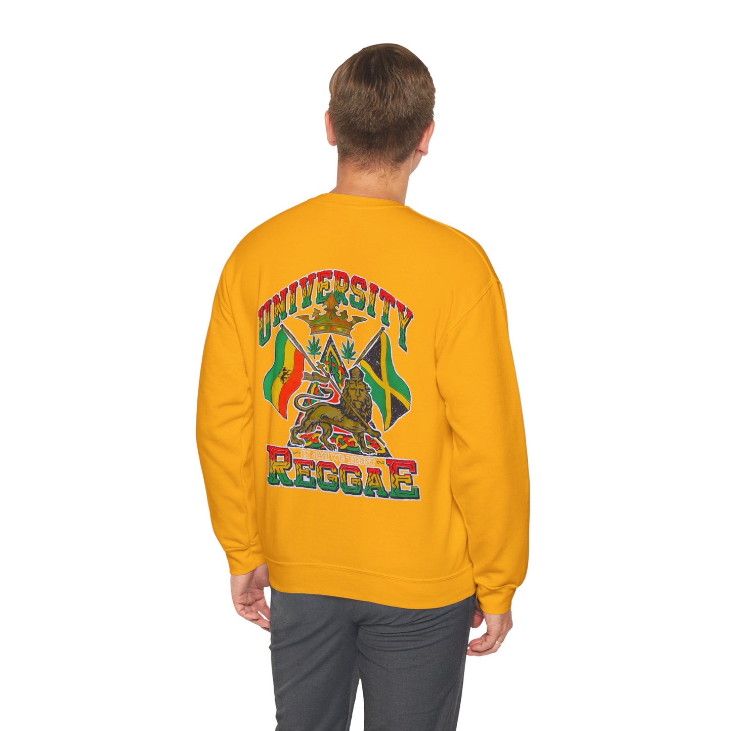 Jawaiian Strength University Reggae In Jah We Trust Vintage Design 90s New Print Unisex Heavy Blend™ Crewneck Sweatshirt