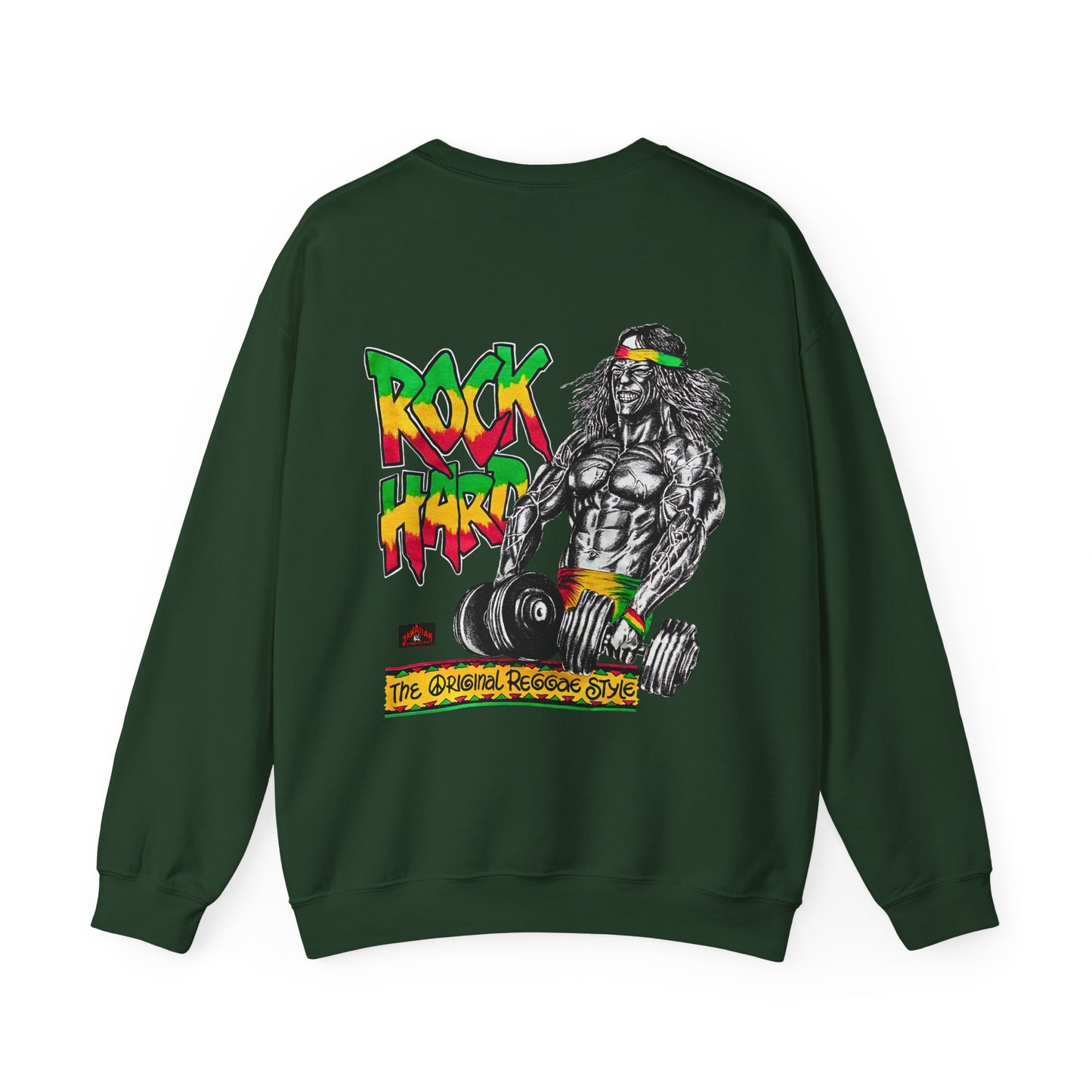 Jawaiian Strength Rock Hard The Original Reggae Style Vintage 90s Design New Print Unisex Heavy Blend™ Crewneck Sweatshirt