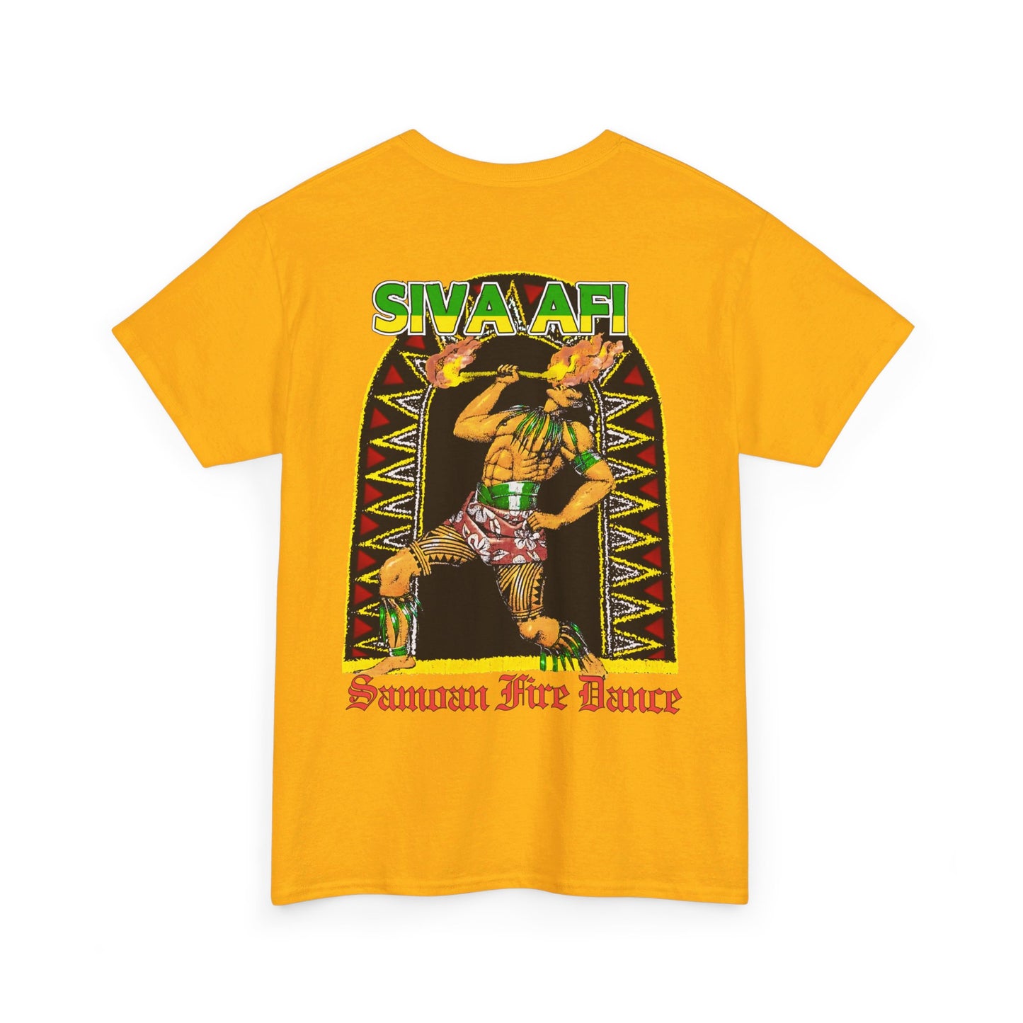 Samoan Strength Siva Afi Samoan Fire Dance Vintage Design 90s New Print Unisex Heavy Cotton Tee