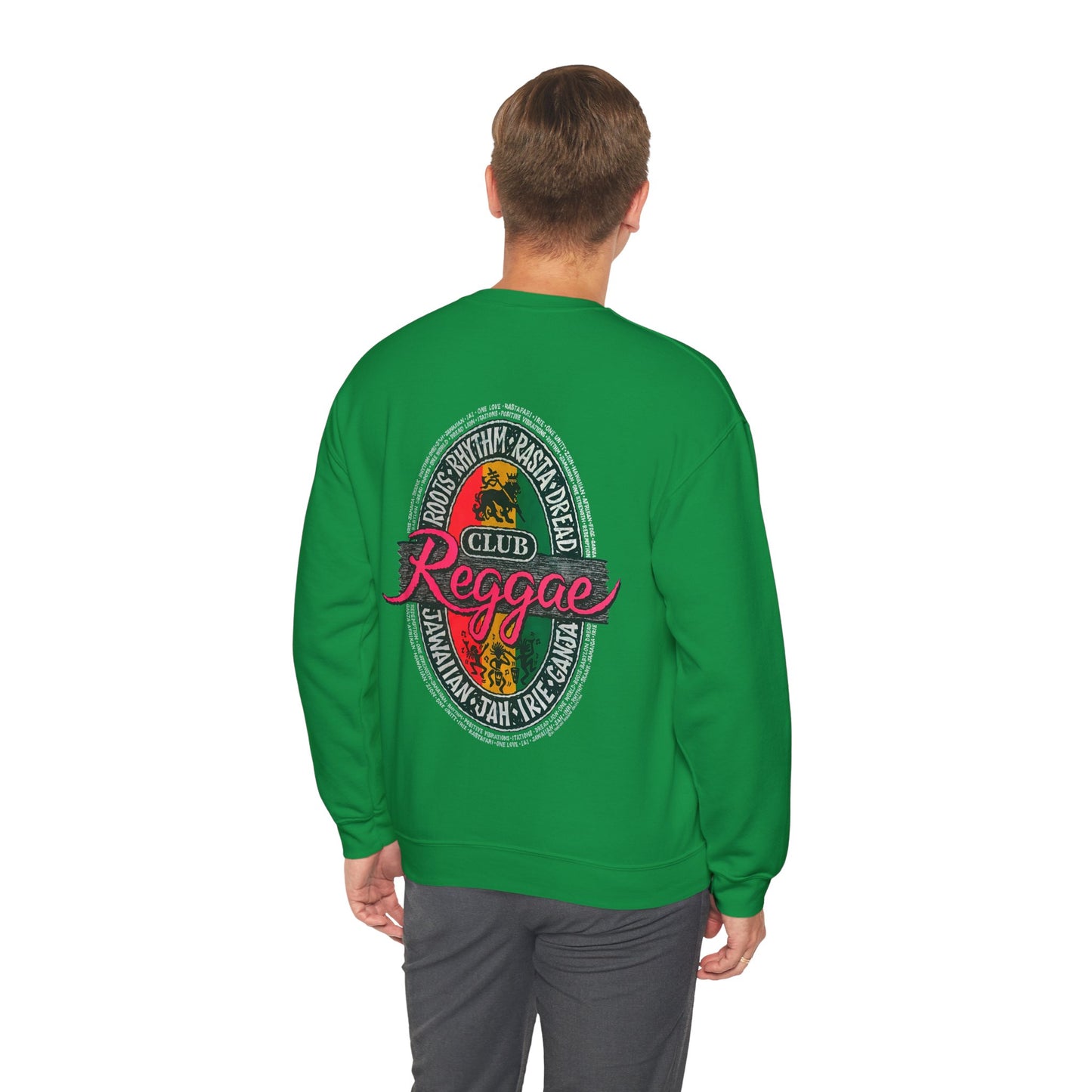 Jawaiian Strength Reggae Club Roots Rhythm Rasta Dread Jawaiian Jah Irie Ganja Vintage Design 90s New Print Unisex Heavy Blend™ Crewneck Sweatshirt