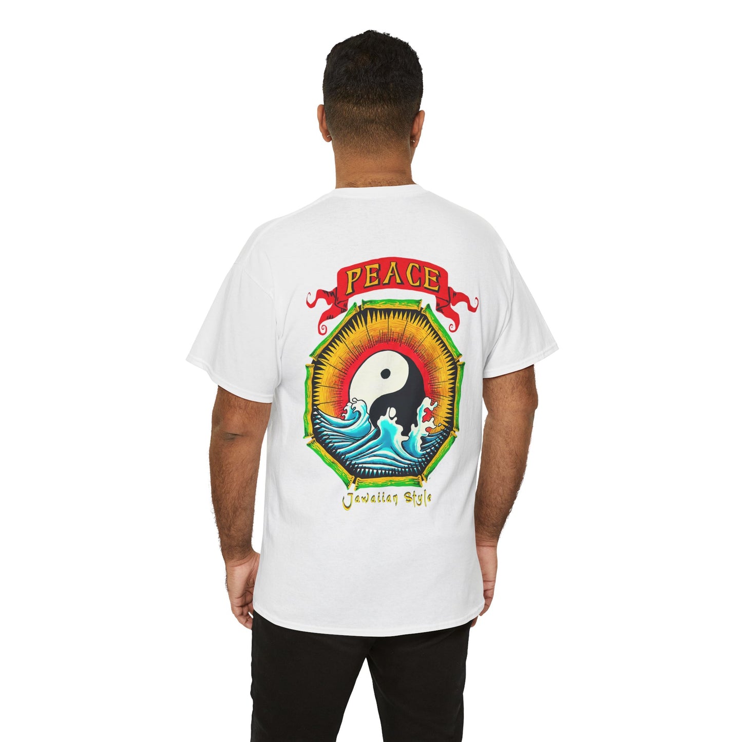 Jawaiian Strength Peace Jawaiian Style Vintage Design 90s New Print Unisex Heavy Cotton Tee