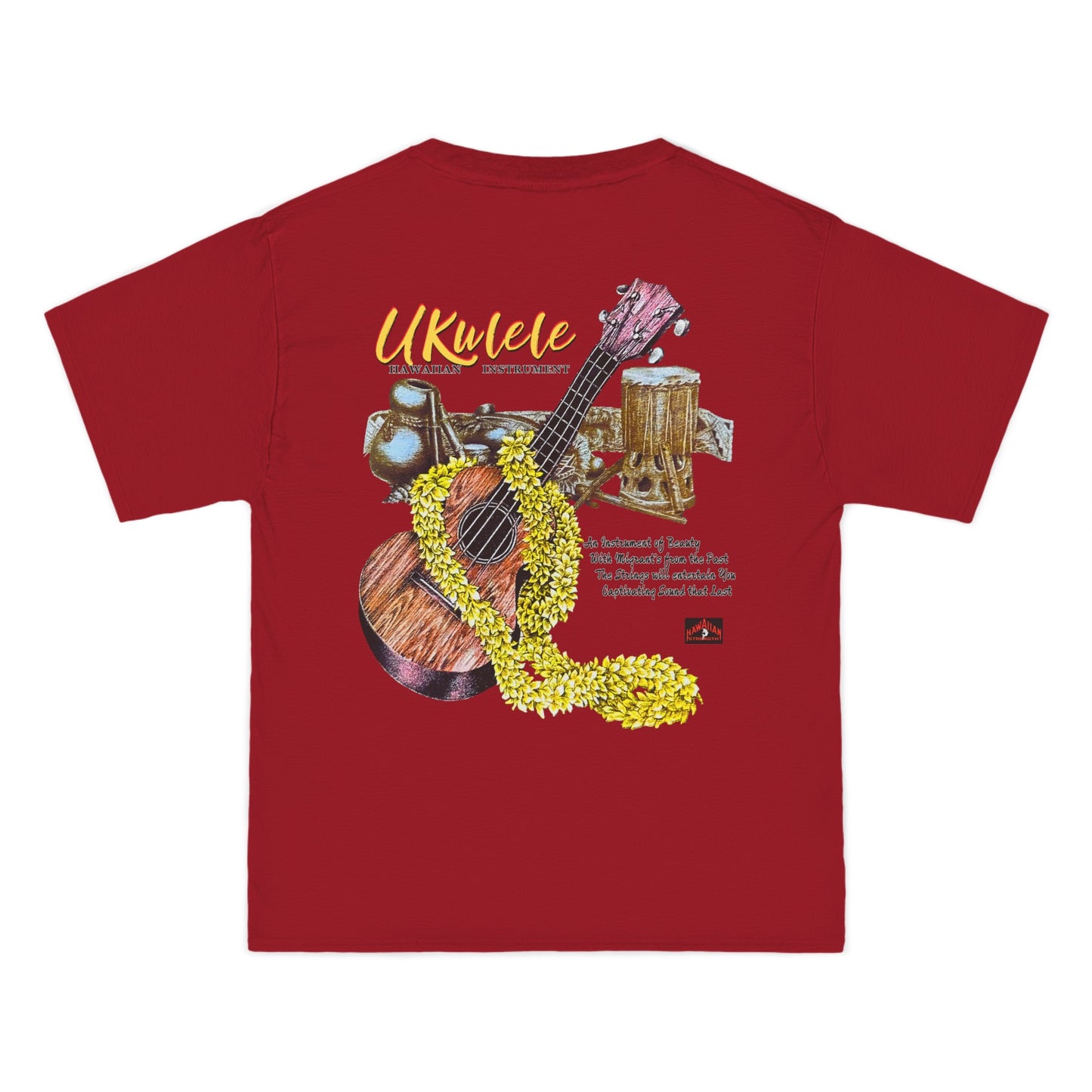 Hawaiian Strength Ukulele Hawaiian Instrument Vintage Design 90s New Print Beefy-T®  Short-Sleeve T-Shirt