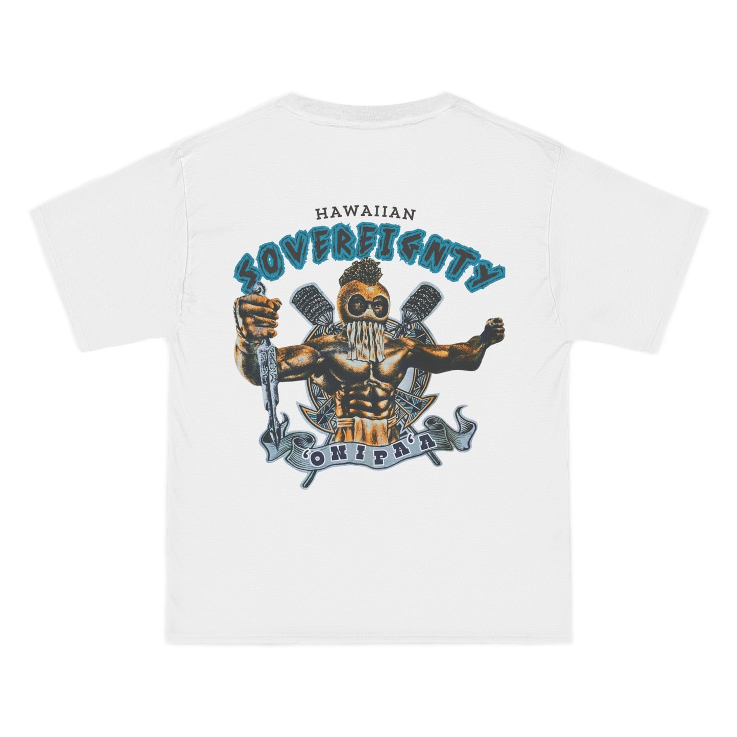 Hawaiian Strength Hawaiian Sovereignty 'Onipa'a Vintage Design 90s New Print Beefy-T®  Short-Sleeve T-Shirt