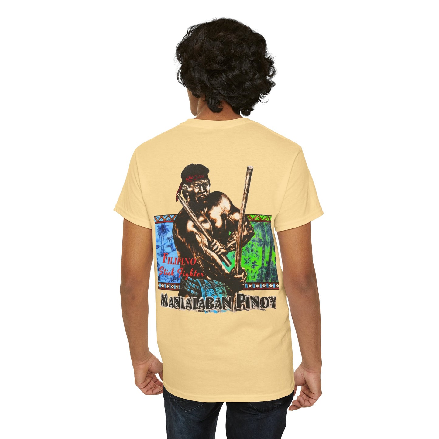 Filipino Strength Manlalaban Pinoy Stick Fighter Vintage Design 90s New Print T-shirt Unisex Heavy Cotton Tee