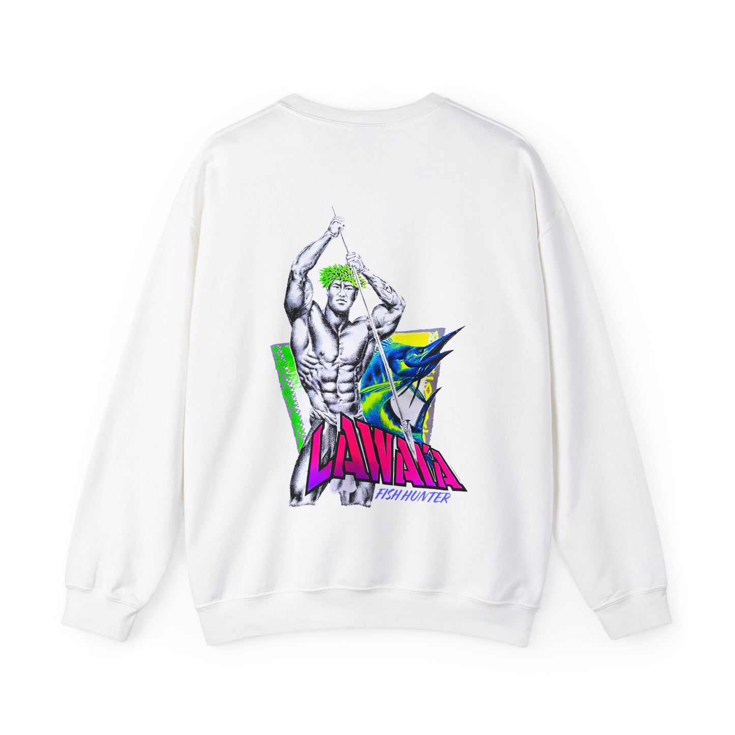 Hawaiian Strength Lawai'a Fish Hunter Vintage Design 90s New Print Unisex Heavy Blend™ Crewneck Sweatshirt