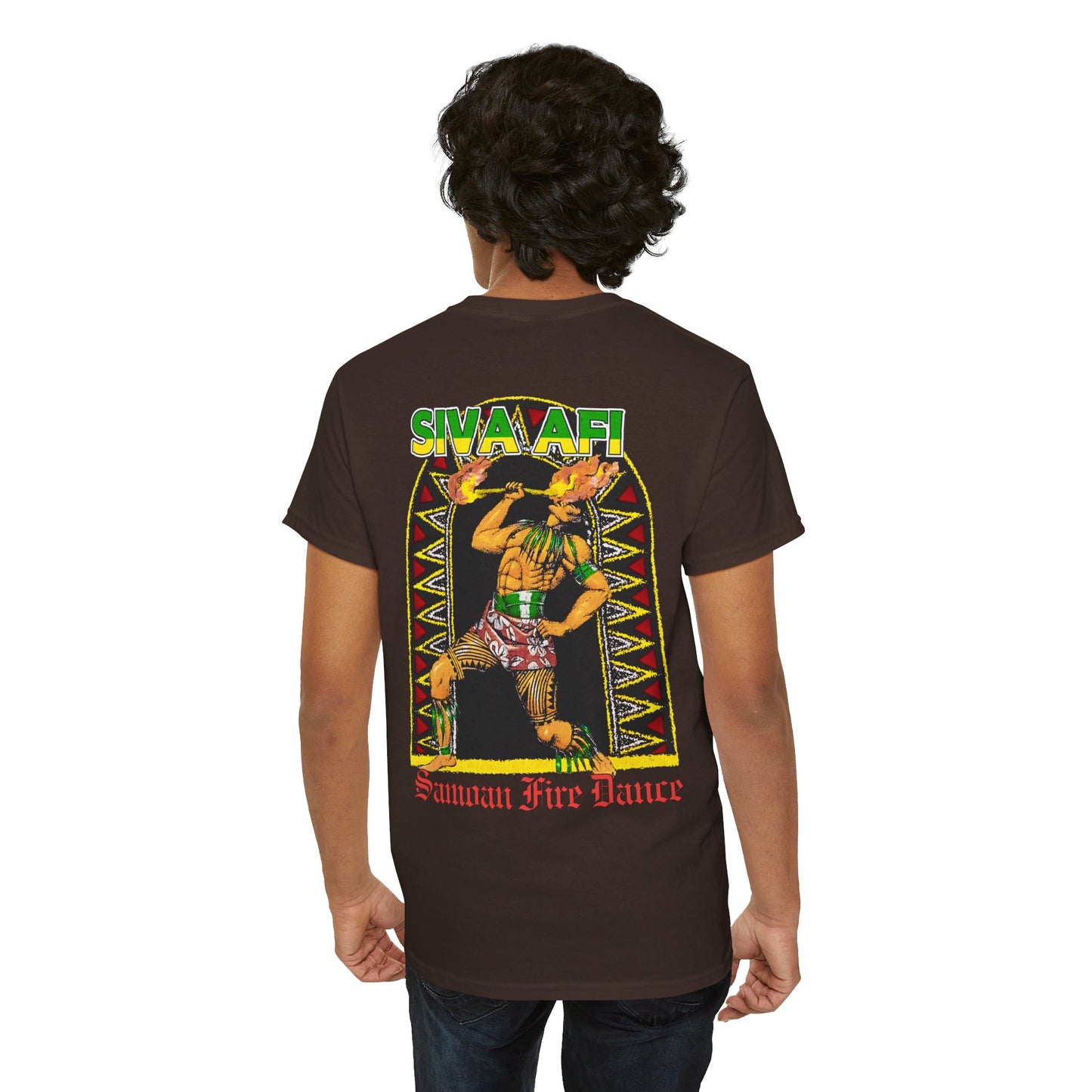 Samoan Strength Siva Afi Samoan Fire Dance Vintage Design 90s New Print Unisex Heavy Cotton Tee