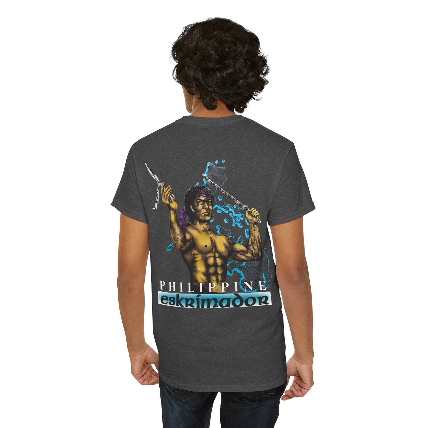 Filipino Strength Philippine Eskrimador Vintage Design 90s New Print Unisex Heavy Cotton Tee