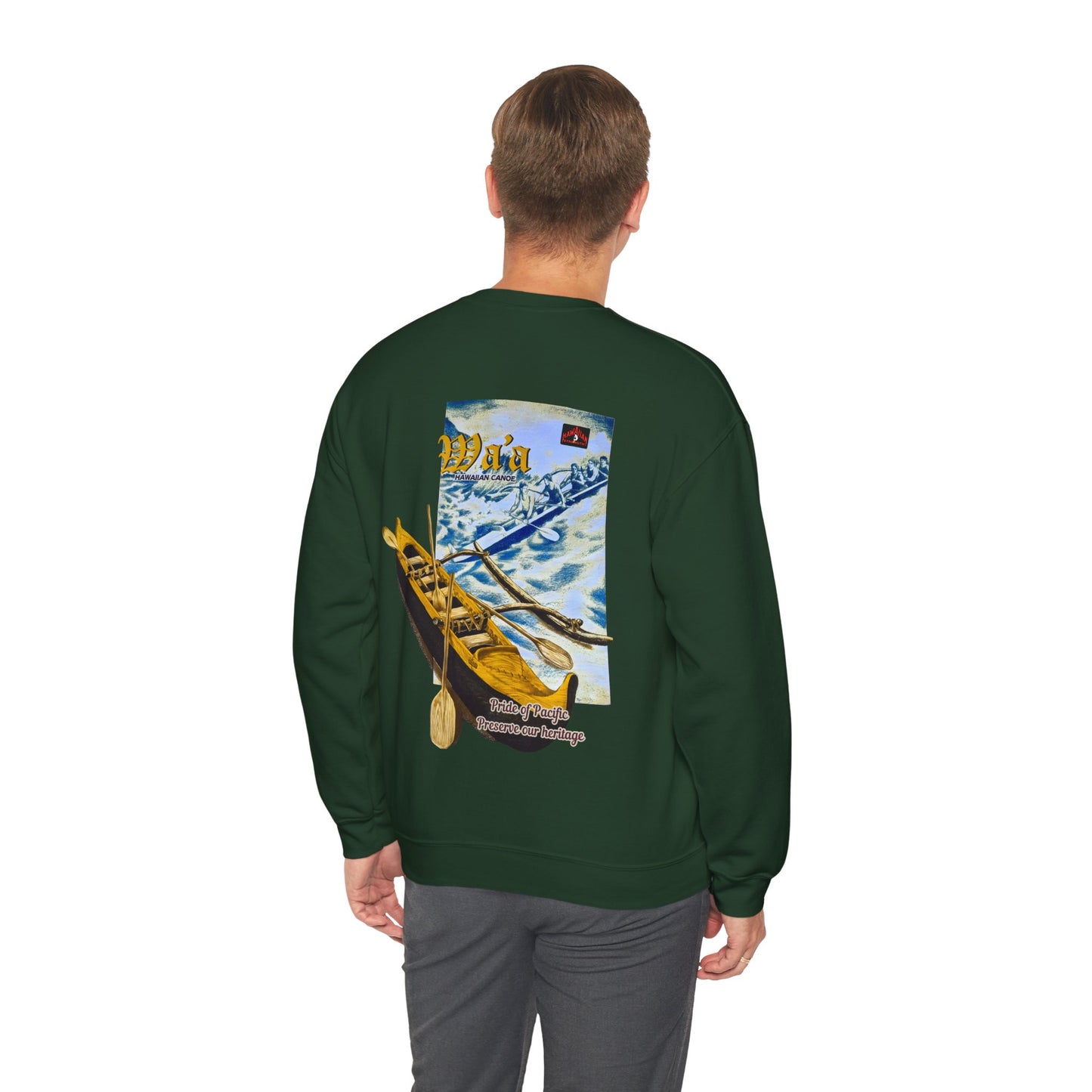 Hawaiian Strength Hawaiian Canoe Wa'a Pride of Pacific Preserve our Heritage Vintage Design 90s New Print Unisex Heavy Blend™ Crewneck Sweatshirt