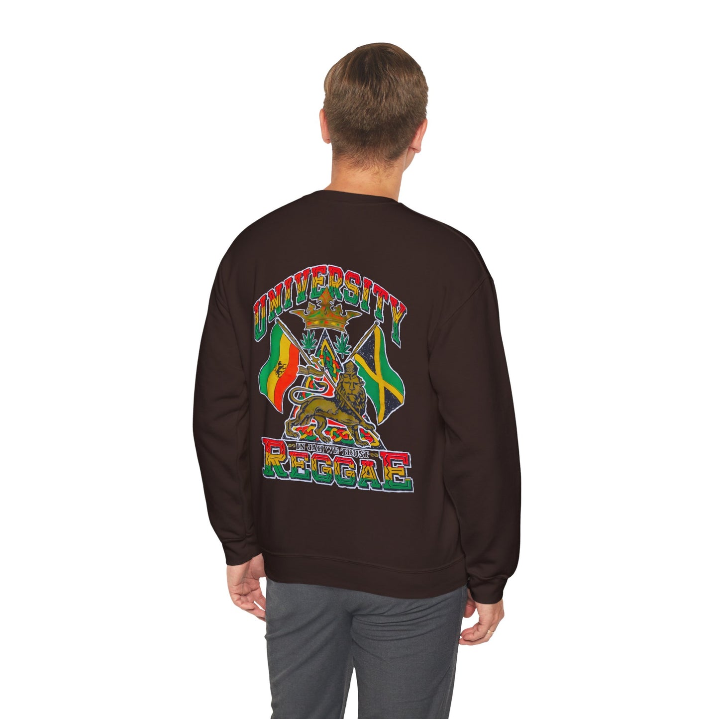 Jawaiian Strength University Reggae In Jah We Trust Vintage Design 90s New Print Unisex Heavy Blend™ Crewneck Sweatshirt