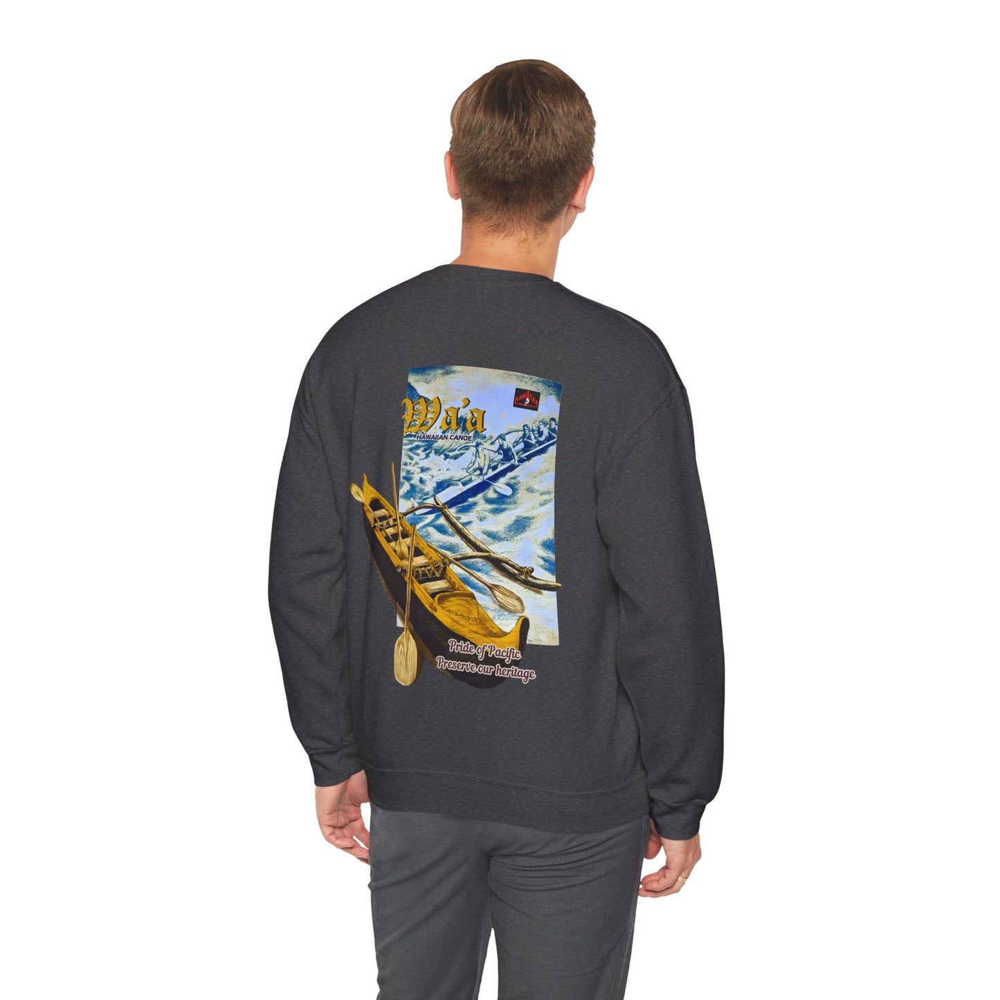 Hawaiian Strength Hawaiian Canoe Wa'a Pride of Pacific Preserve our Heritage Vintage Design 90s New Print Unisex Heavy Blend™ Crewneck Sweatshirt