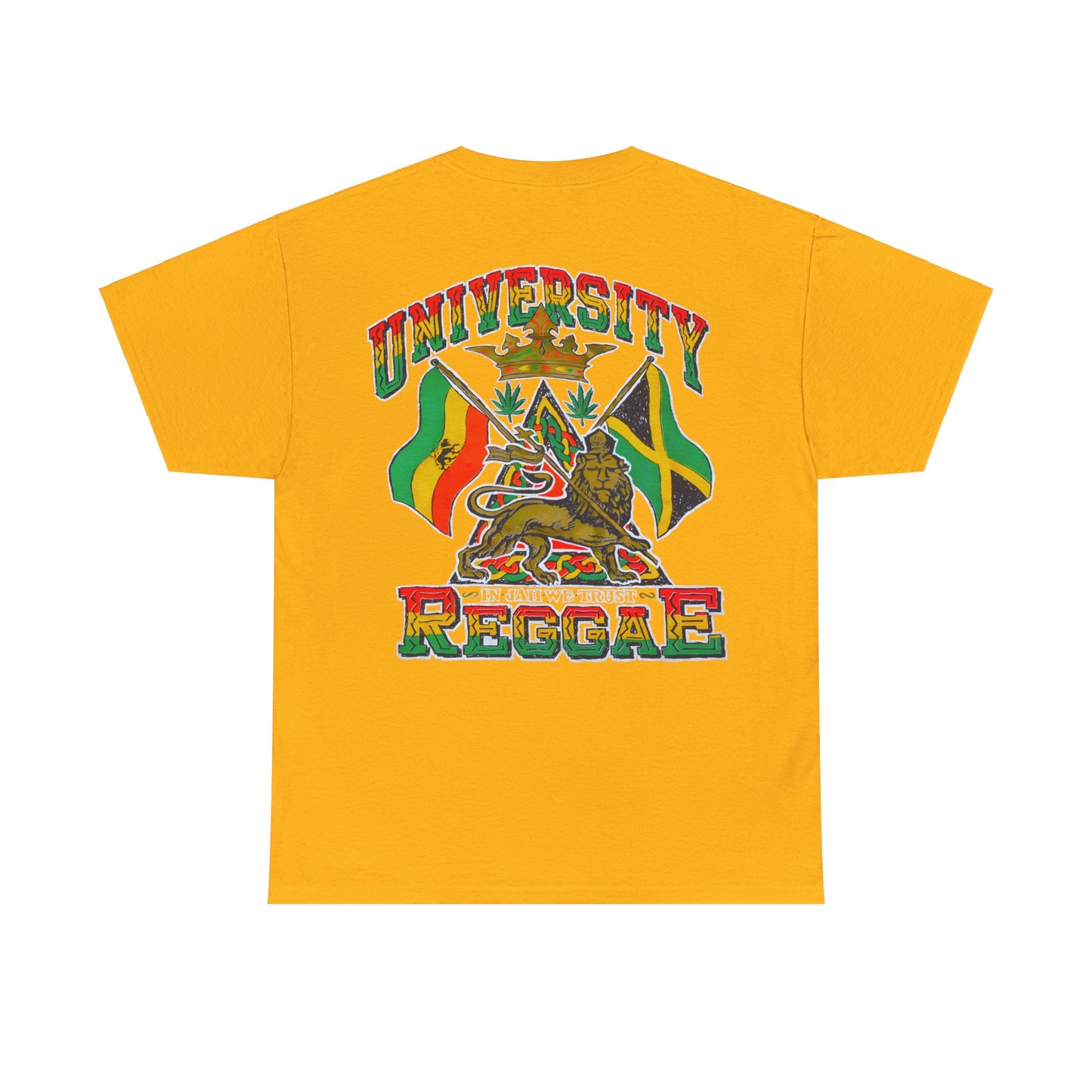 Jawaiian Strength University Reggae In Jah We Trust Vintage Design 90s New Print Unisex Heavy Cotton Tee