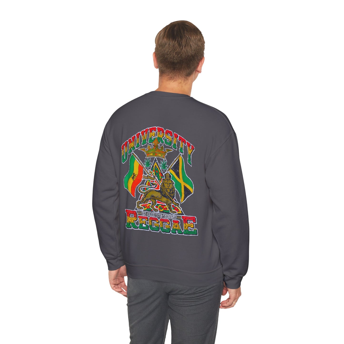 Jawaiian Strength University Reggae In Jah We Trust Vintage Design 90s New Print Unisex Heavy Blend™ Crewneck Sweatshirt