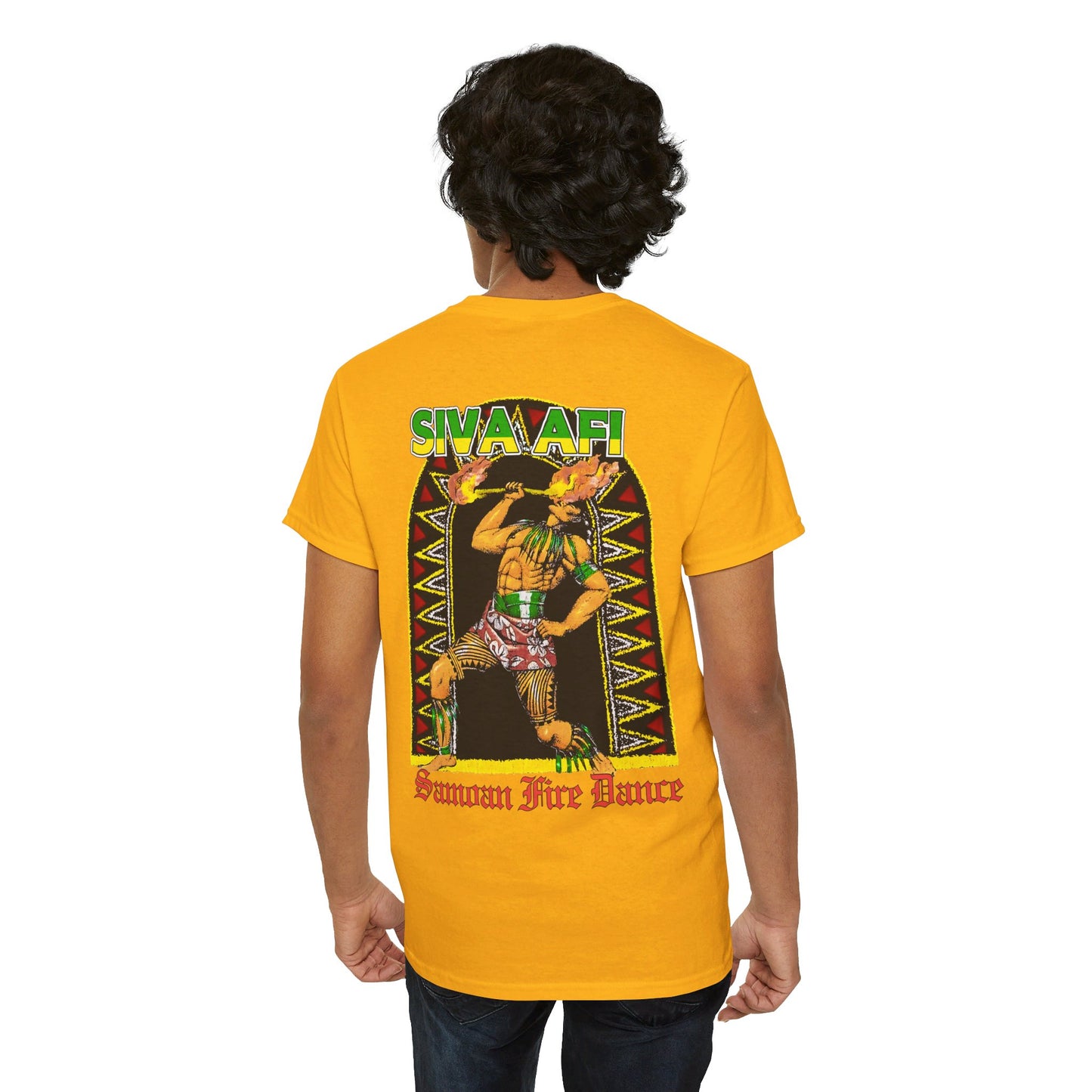 Samoan Strength Siva Afi Samoan Fire Dance Vintage Design 90s New Print Unisex Heavy Cotton Tee