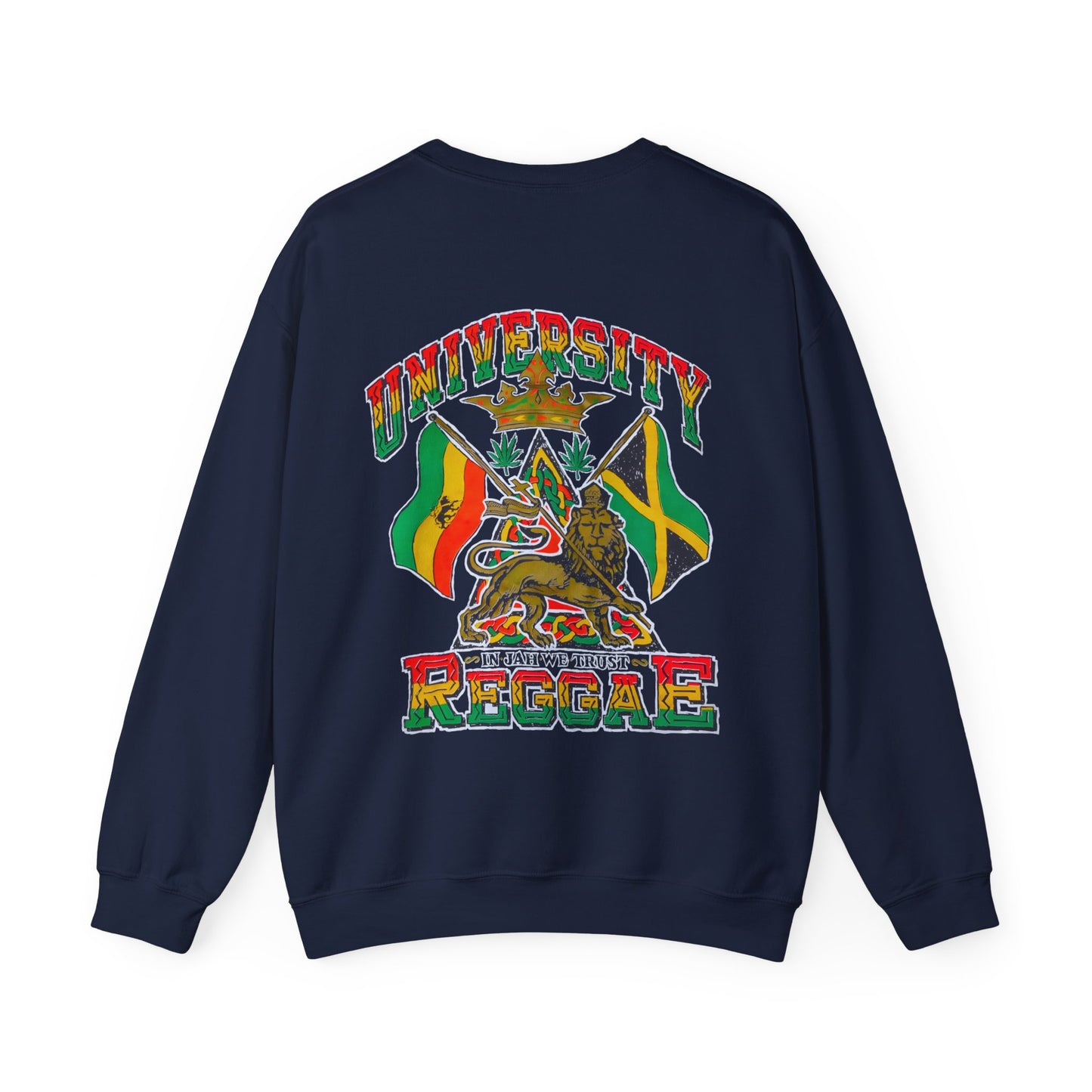 Jawaiian Strength University Reggae In Jah We Trust Vintage Design 90s New Print Unisex Heavy Blend™ Crewneck Sweatshirt